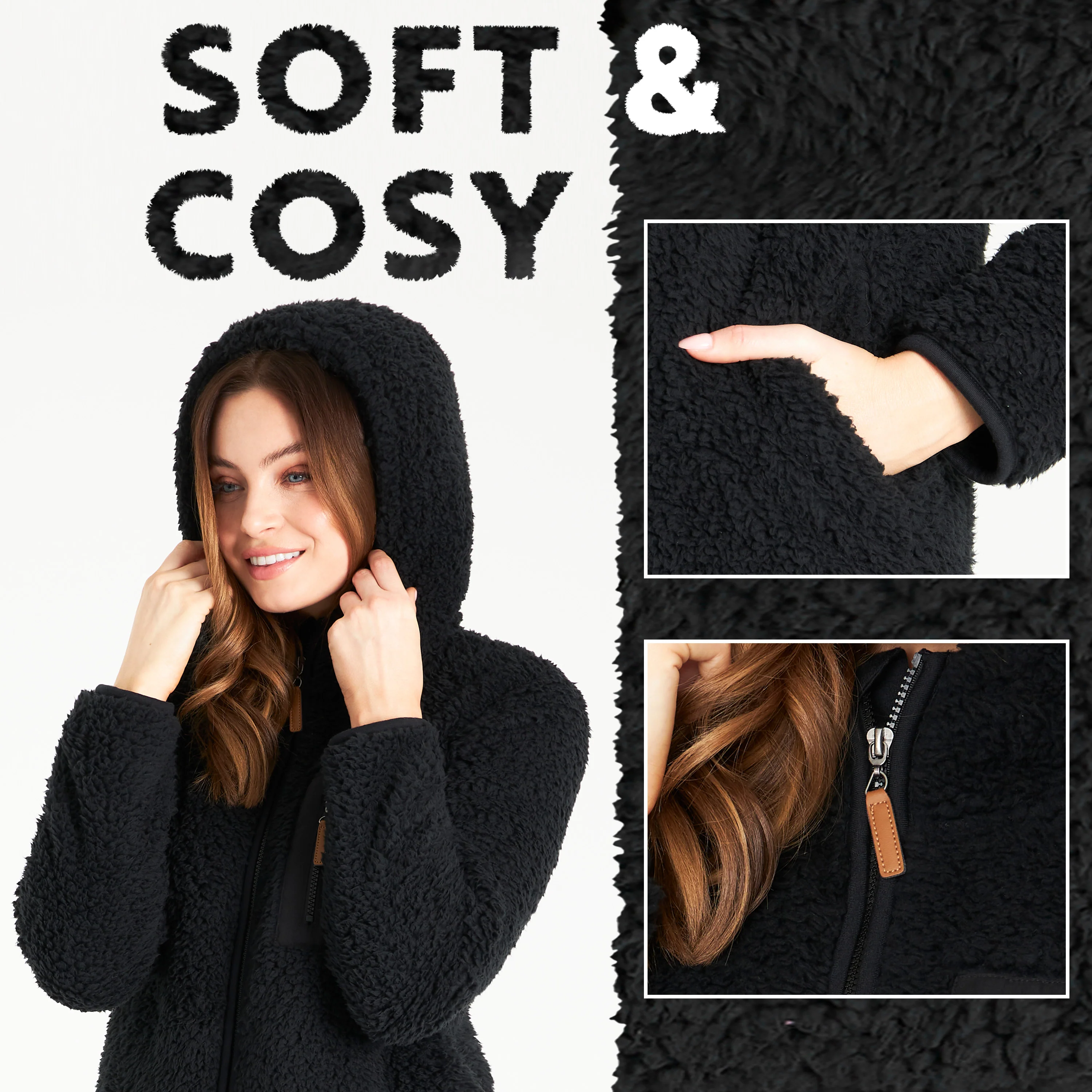 CityComfort Hoodies for Women and Teens, Fluffy Teddy Fleece Hoodie - Image 6