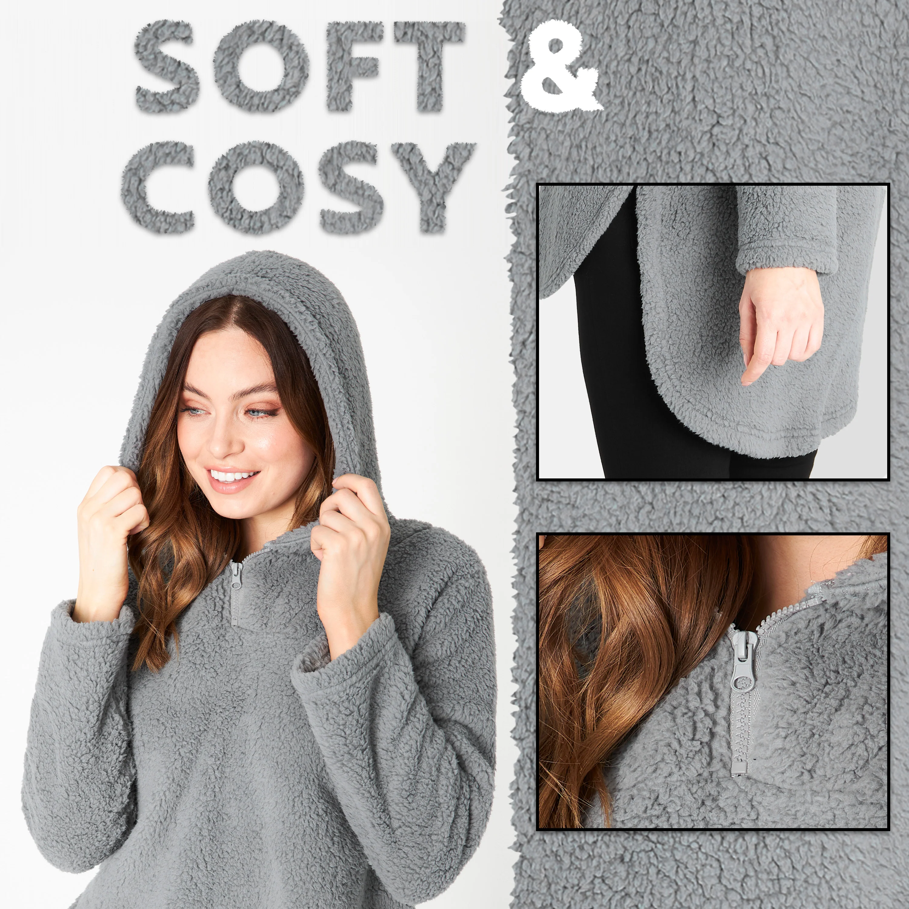 CityComfort Hoodies for Women and Teens, Fluffy Teddy Fleece Hoodie - Image 11