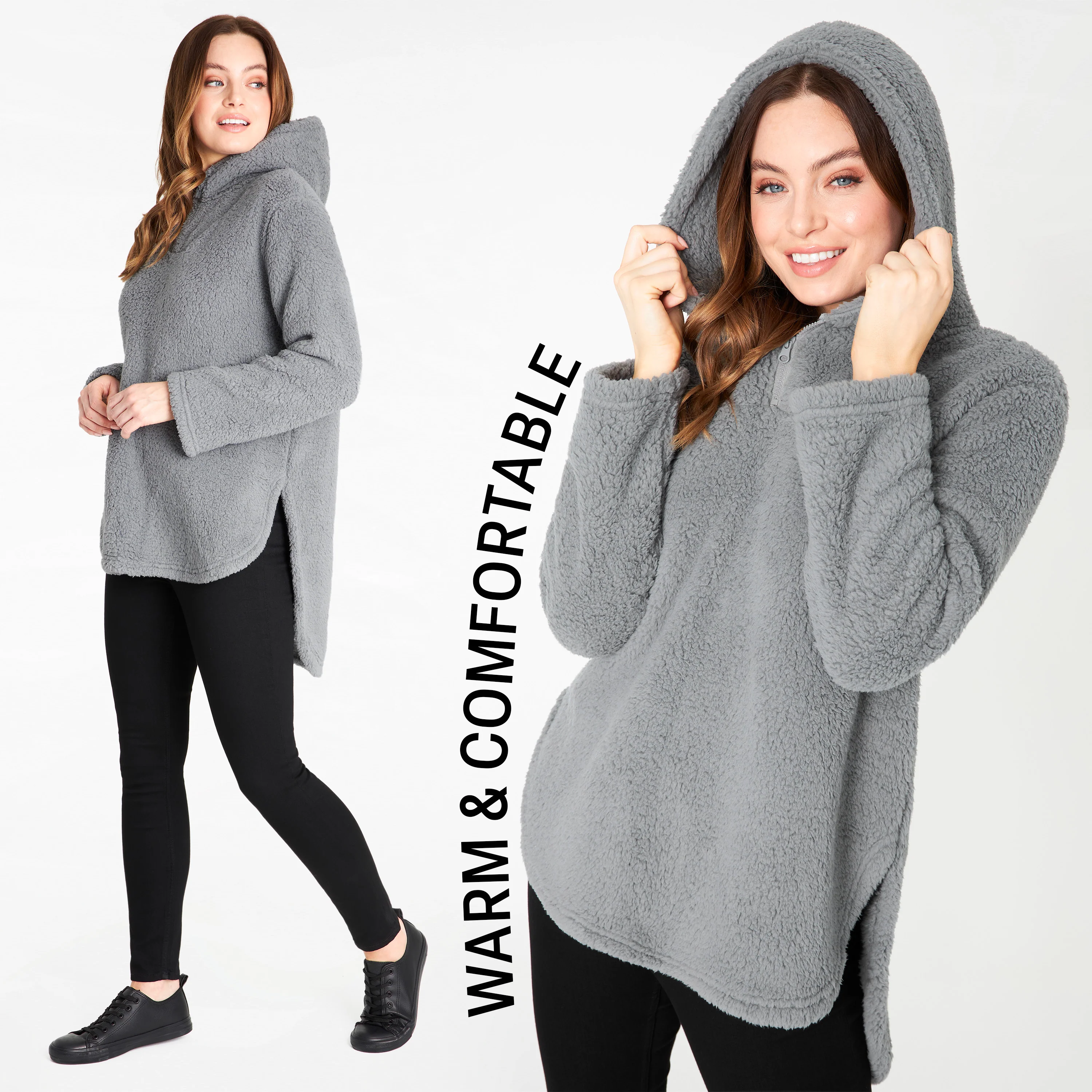 CityComfort Hoodies for Women and Teens, Fluffy Teddy Fleece Hoodie - Image 12
