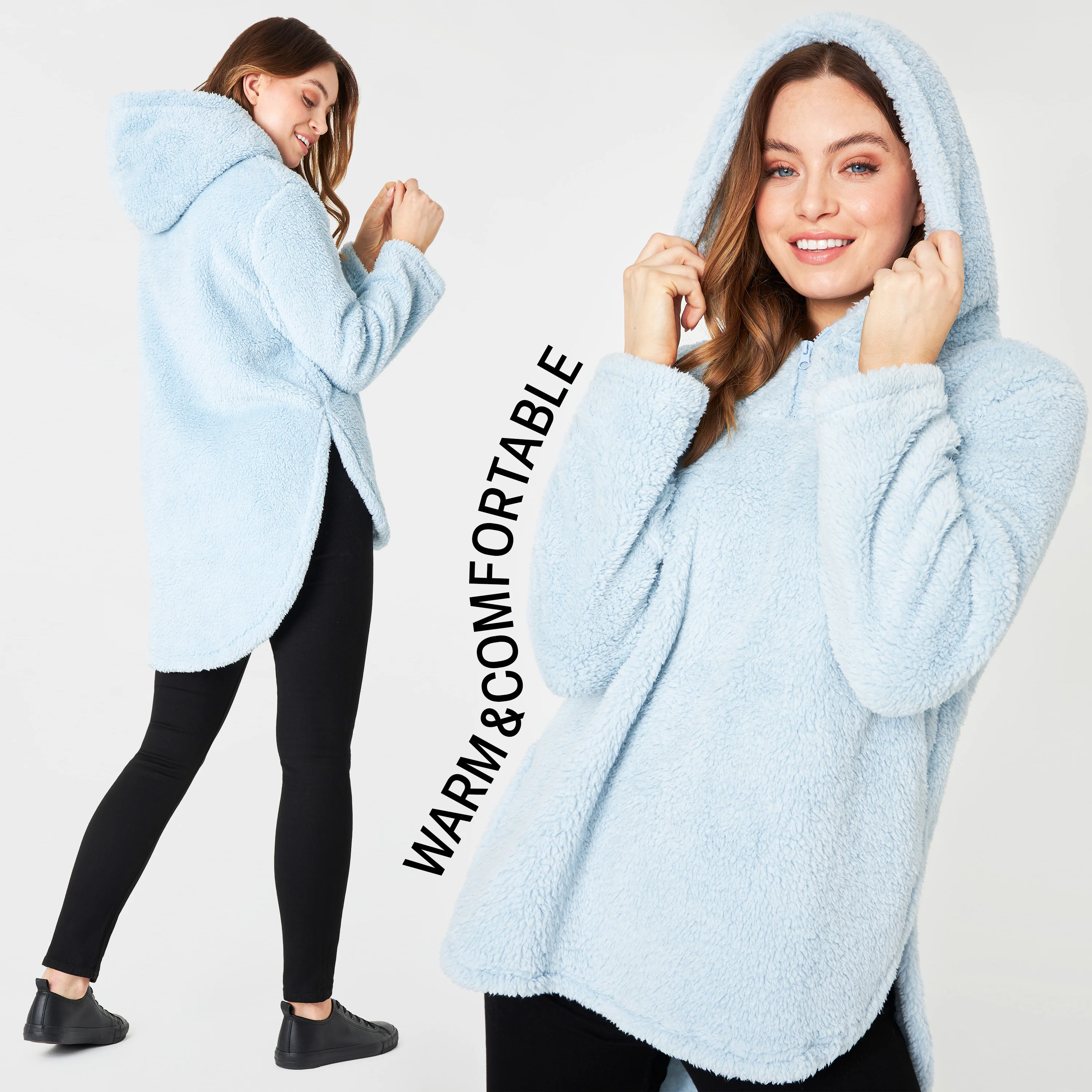 CityComfort Hoodies for Women and Teens, Fluffy Teddy Fleece Hoodie - Image 19