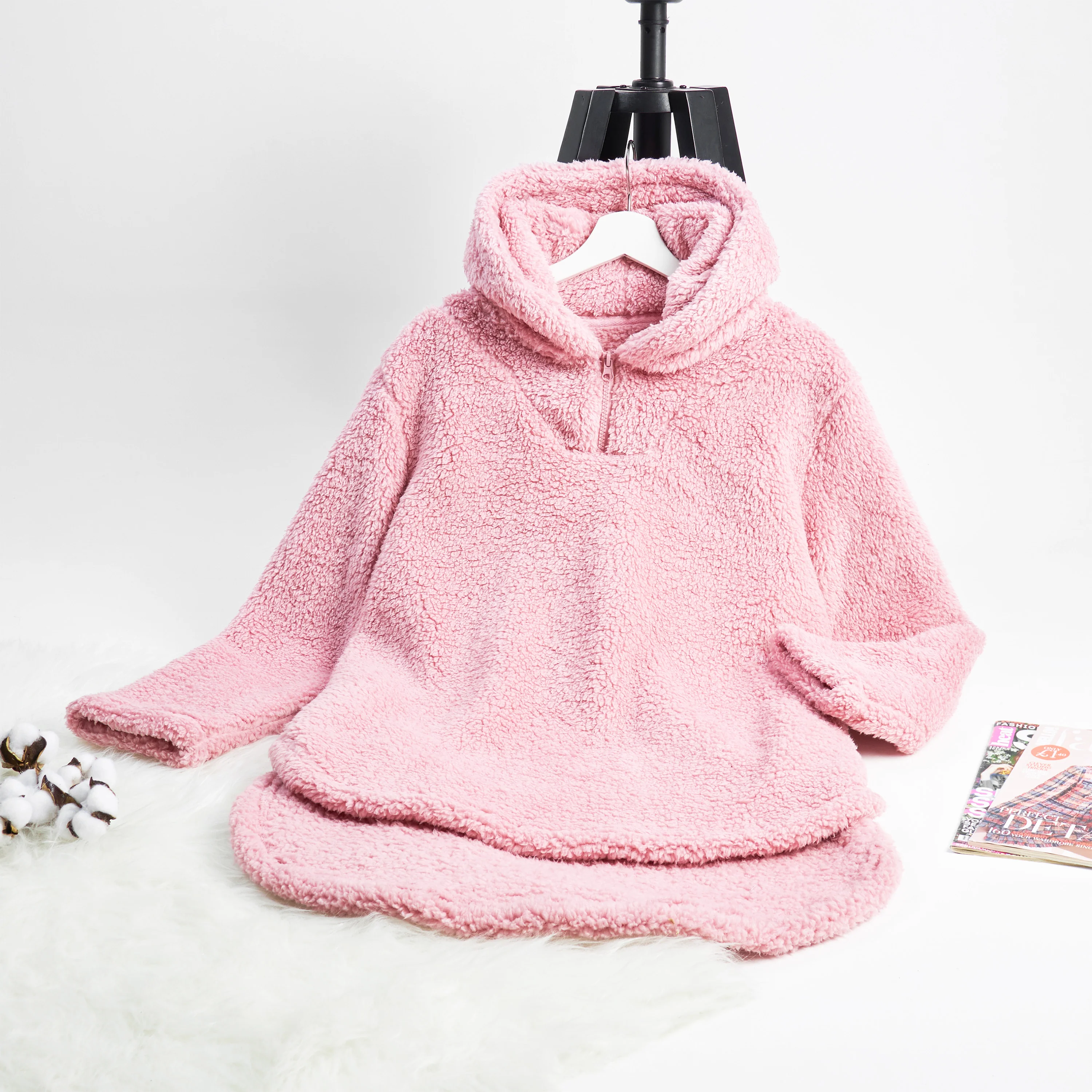 CityComfort Hoodies for Women and Teens, Fluffy Teddy Fleece Hoodie - Image 3