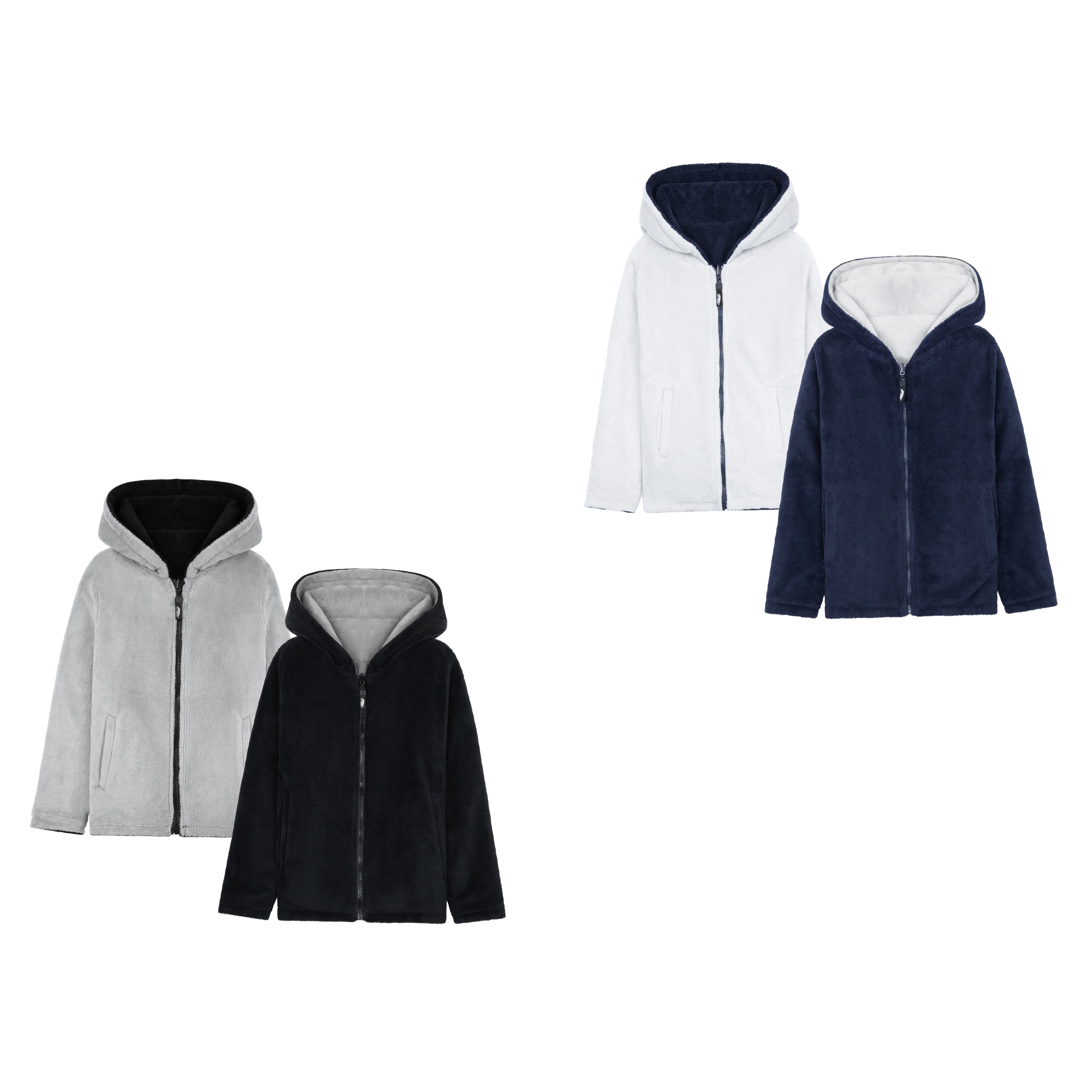 CityComfort Hoodies for Women, Fluffy Reversible Fleece Hoodie, Fleece Jacket Women