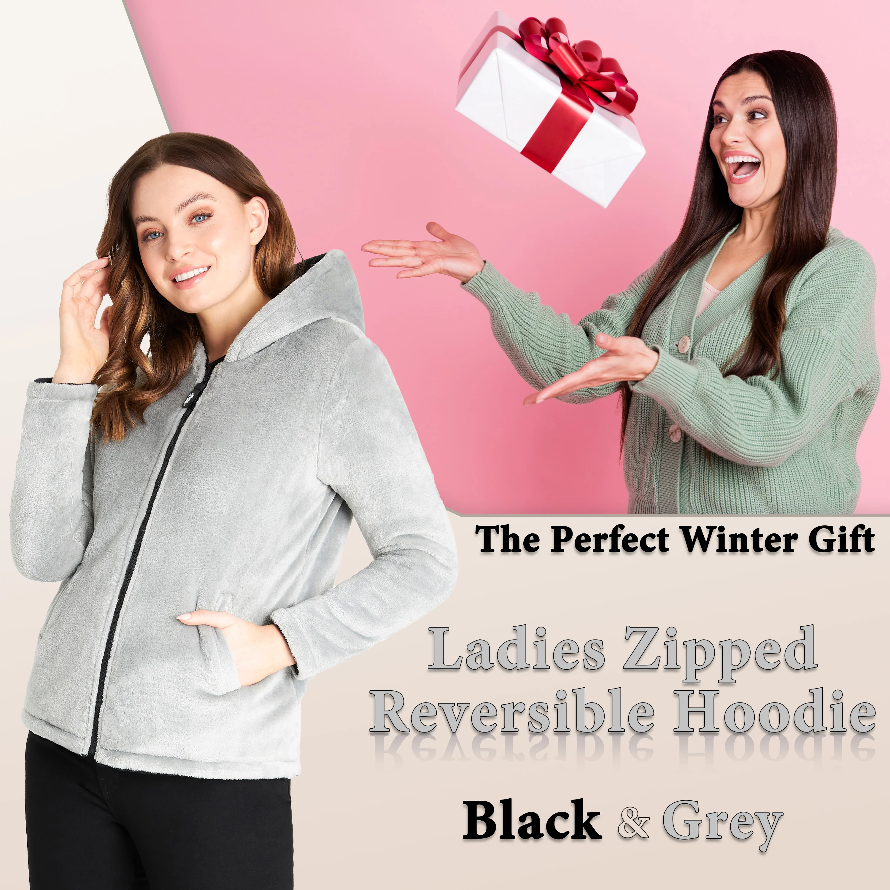 CityComfort Hoodies for Women, Fluffy Reversible Fleece Hoodie, Fleece Jacket Women - Image 10