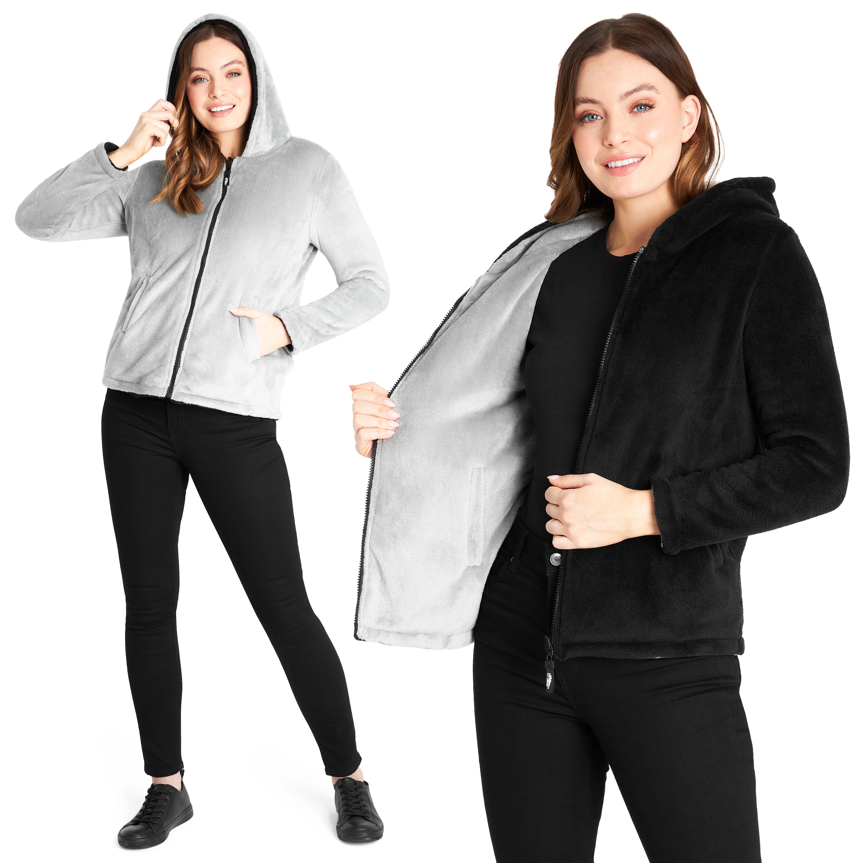 CityComfort Hoodies for Women, Fluffy Reversible Fleece Hoodie, Fleece Jacket Women - Image 8