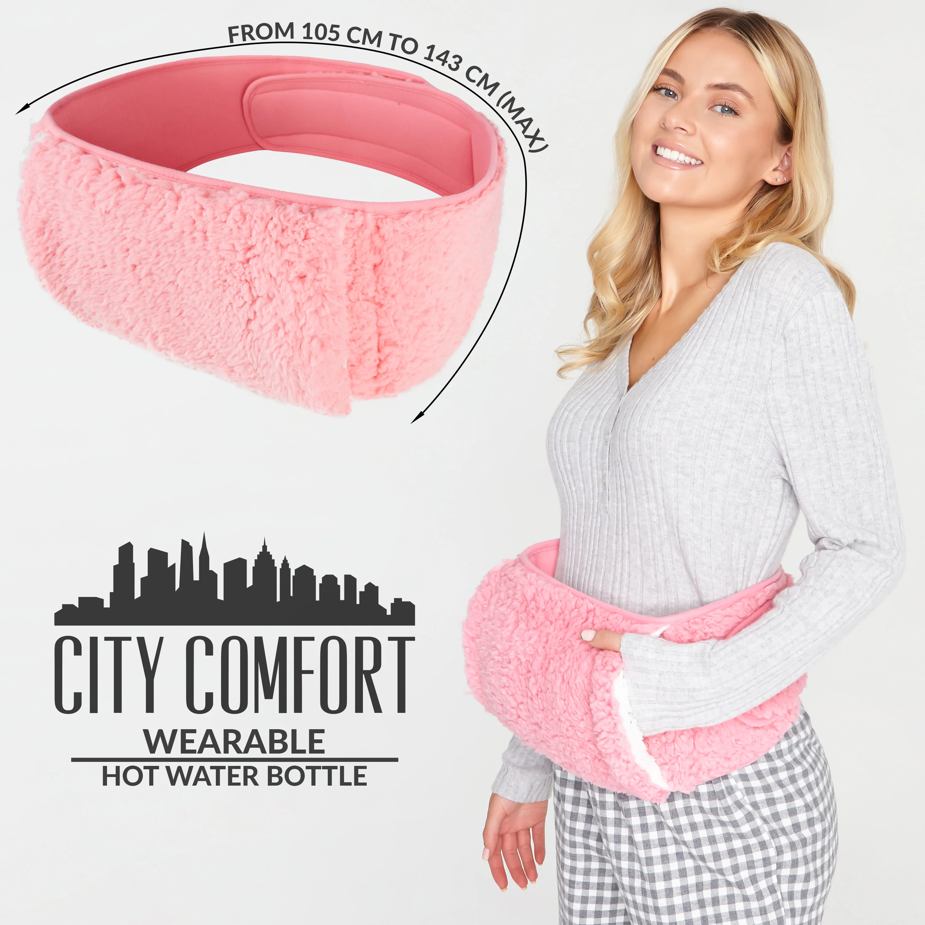 CityComfort Hot Water Bottle Belt, Wearable Hot Water Bottle Pouch (Pink) - Image 7