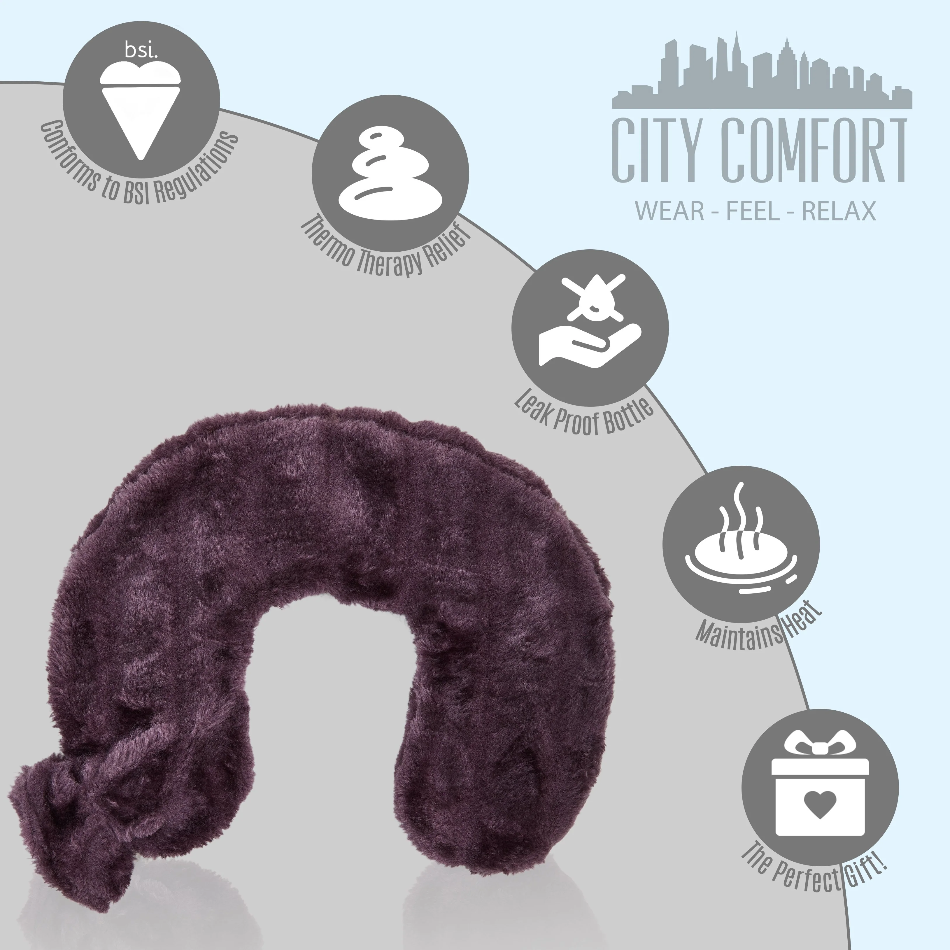 CityComfort Hot Water Bottle with Removable Fleece Cover for Body Neck Shoulder - Image 5