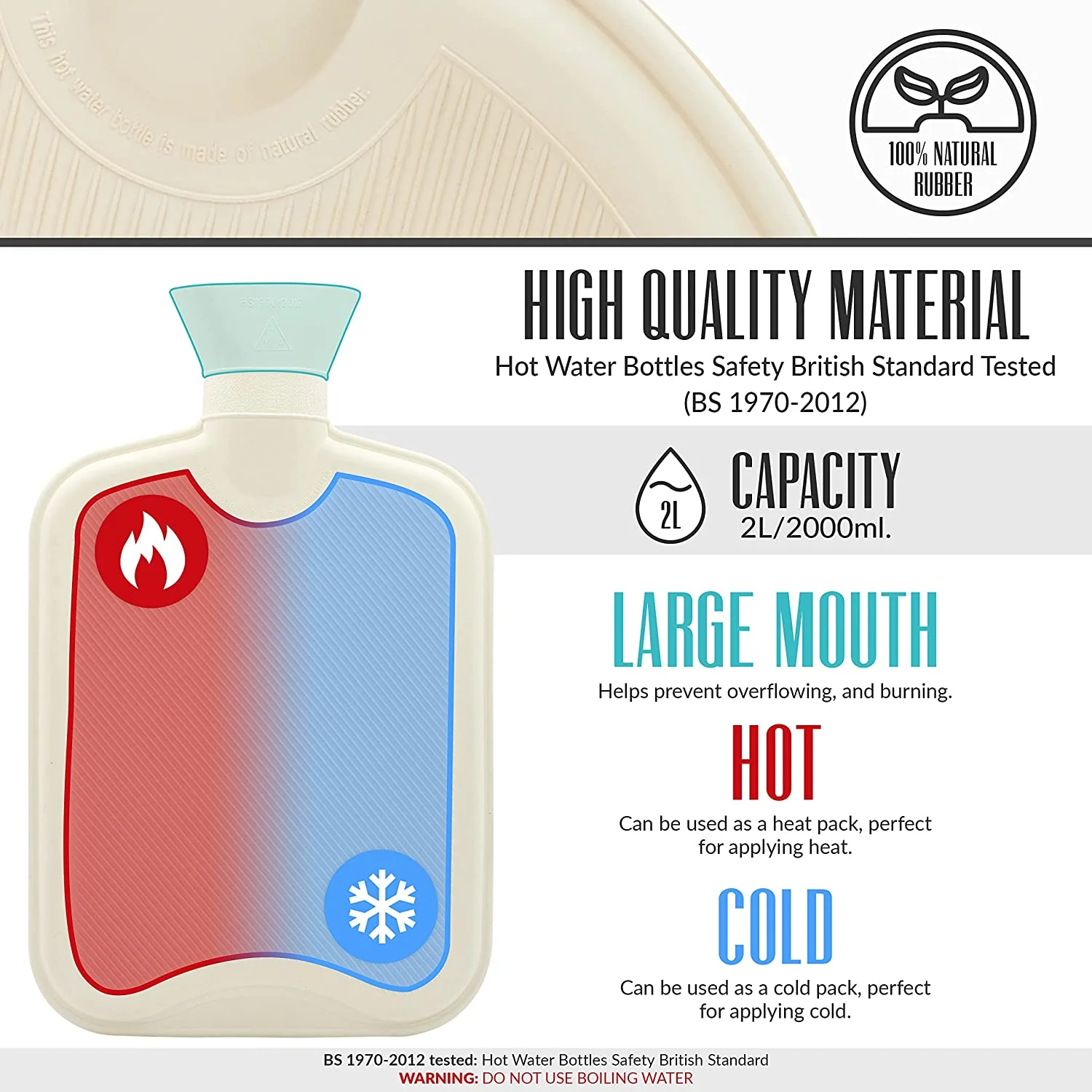 CityComfort Hot Water Bottle with Soft Fleece Cover - 2 L - RANDOM PICK - Image 5