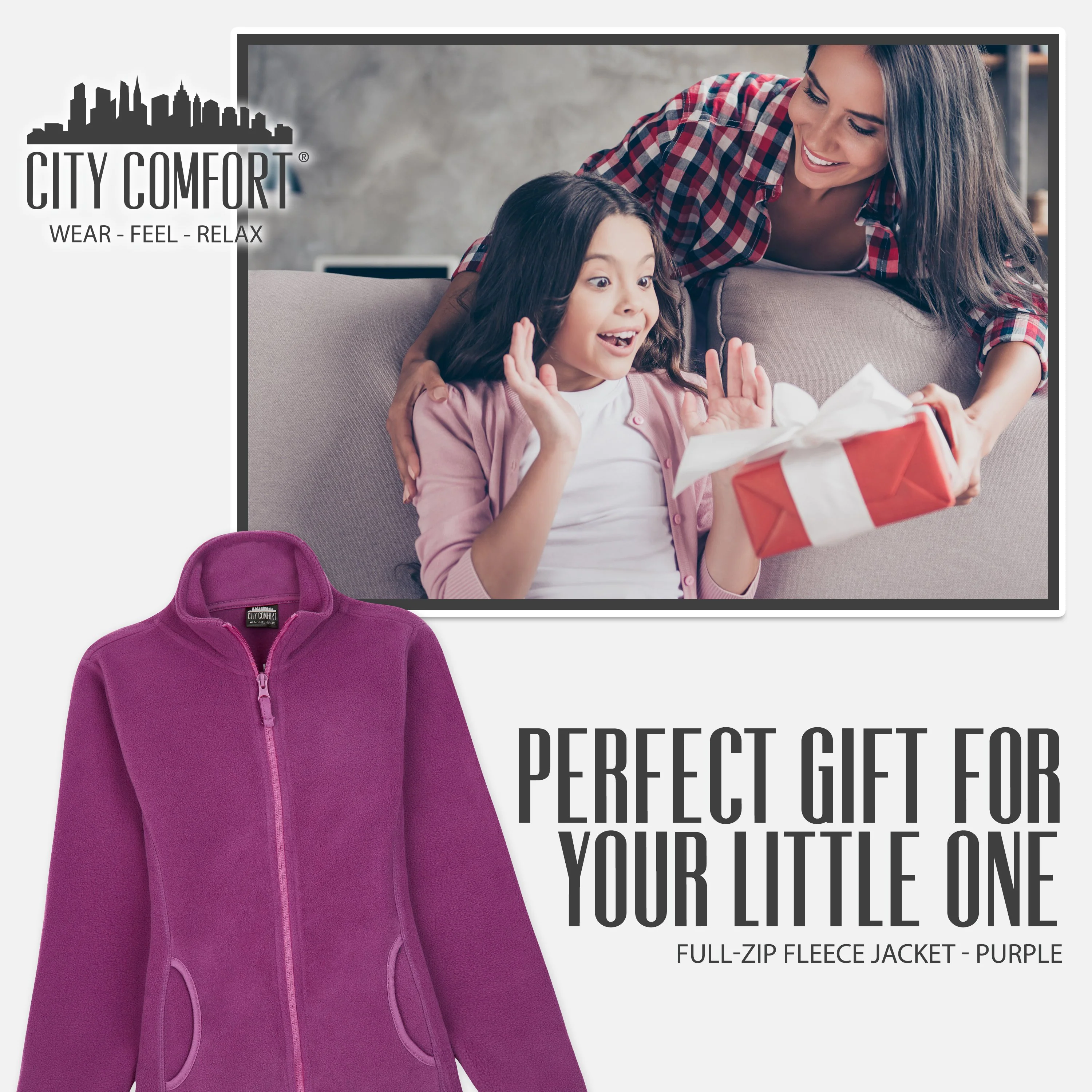 CityComfort Kids Fleece Jacket, Full-Zip Girls Polar Fleece Jacket Outdoors - Image 10