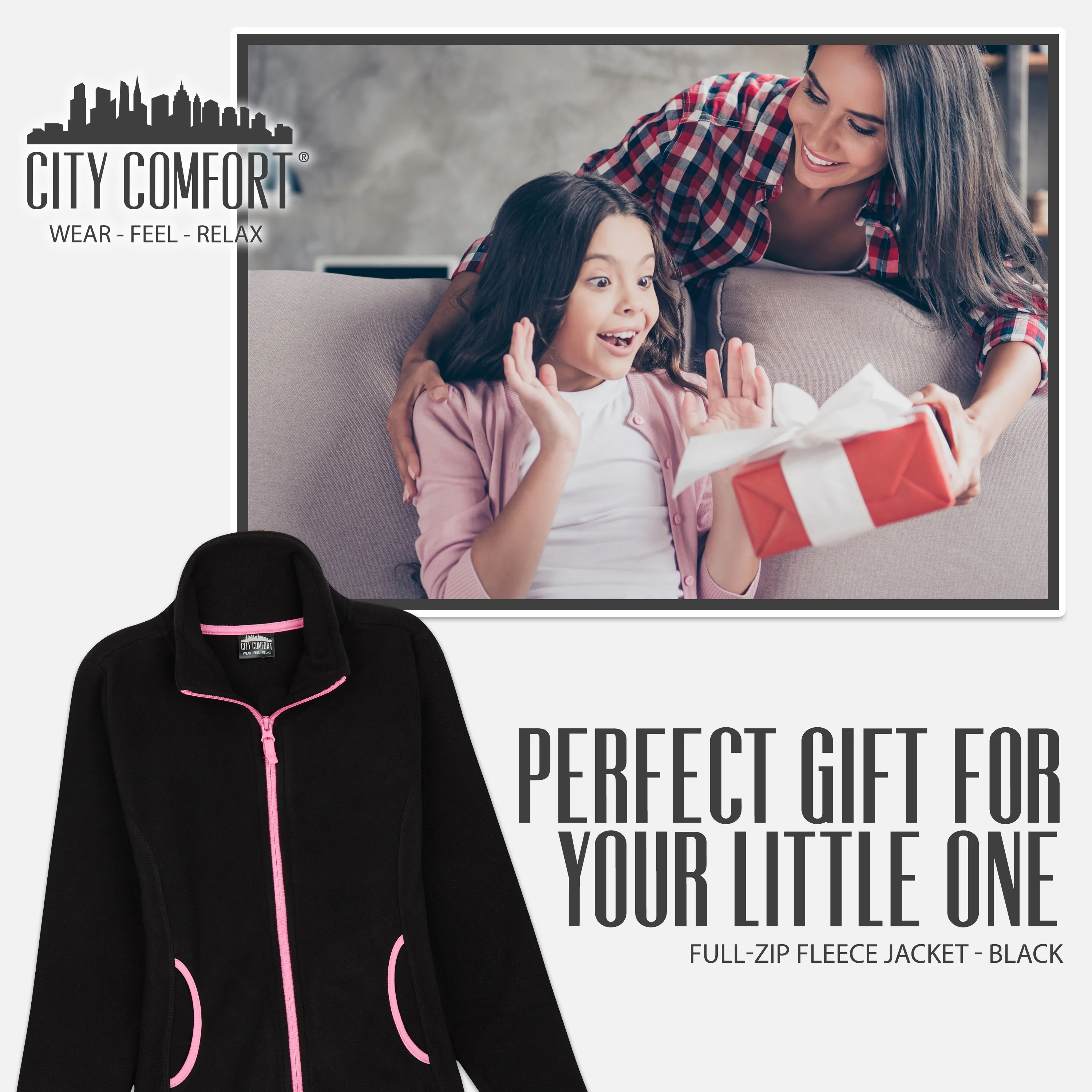 CityComfort Kids Fleece Jacket, Full-Zip Girls Polar Fleece Jacket Outdoors - Image 3