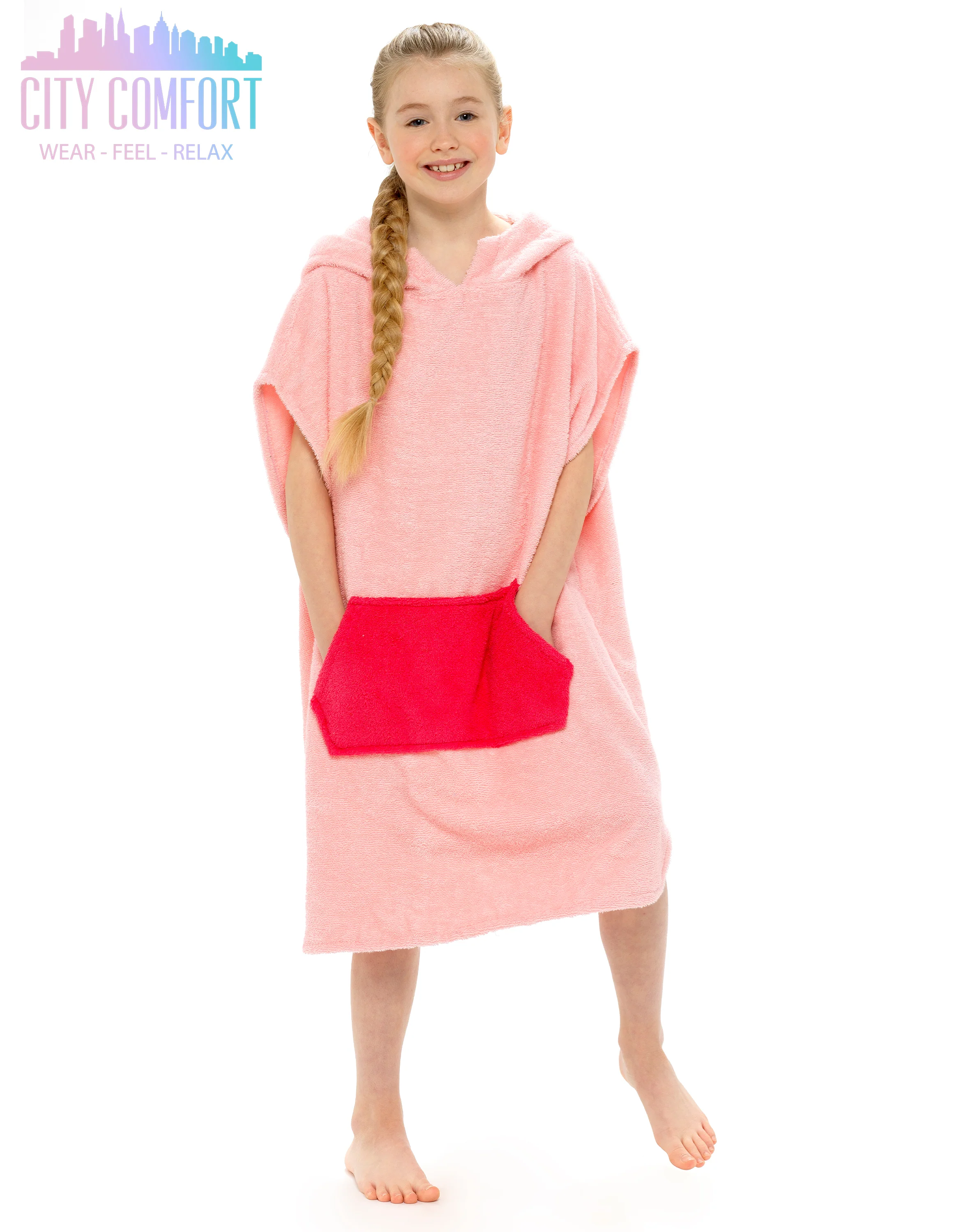 CityComfort Kids Hooded Towel Poncho, Absorbent Cotton Changing Robe for Beach - Image 6