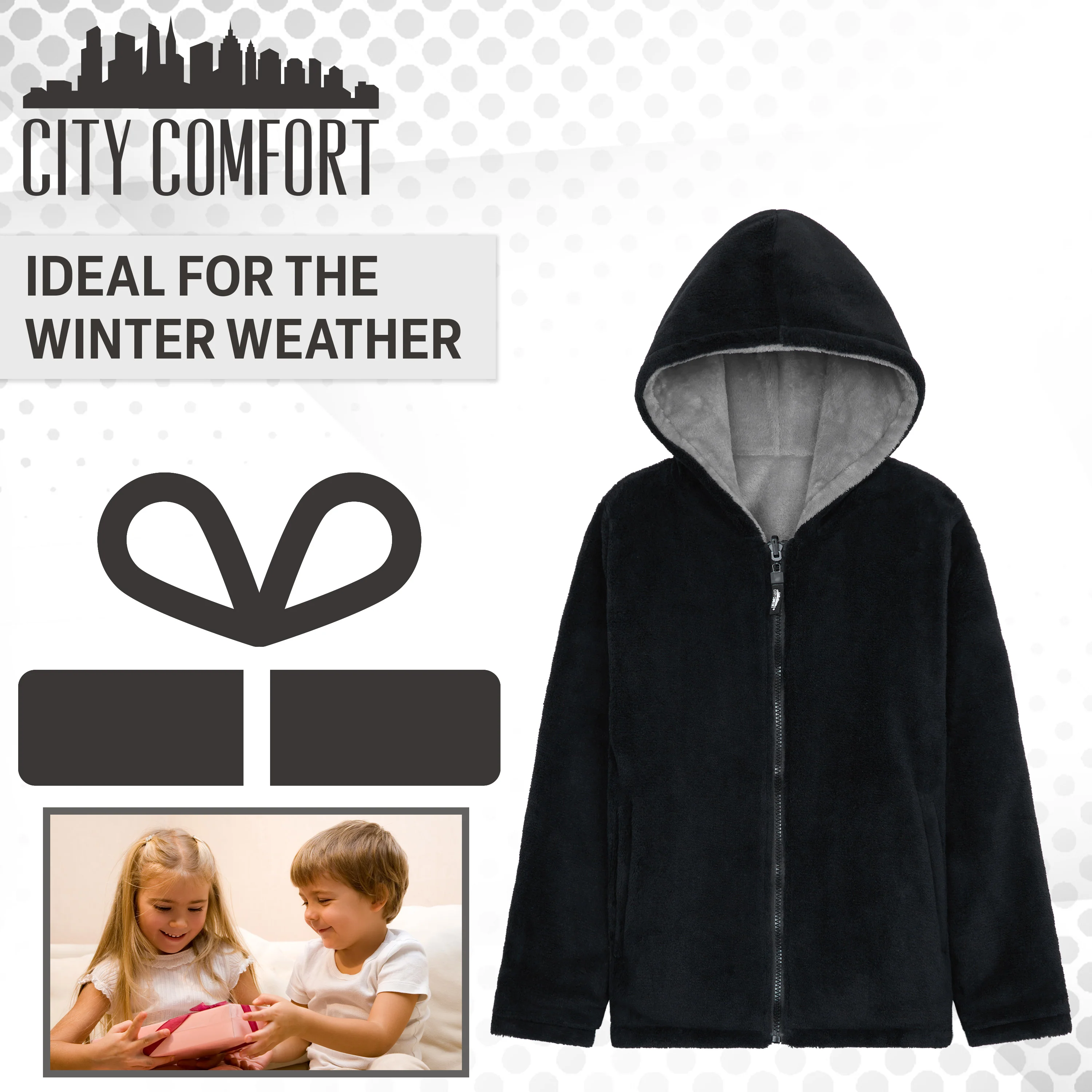 CityComfort Kids Hoodie Fleece, Zip Up Fluffy Hoodie for Boys and Girls, Reversible Kids Fleece Jacket - Image 11