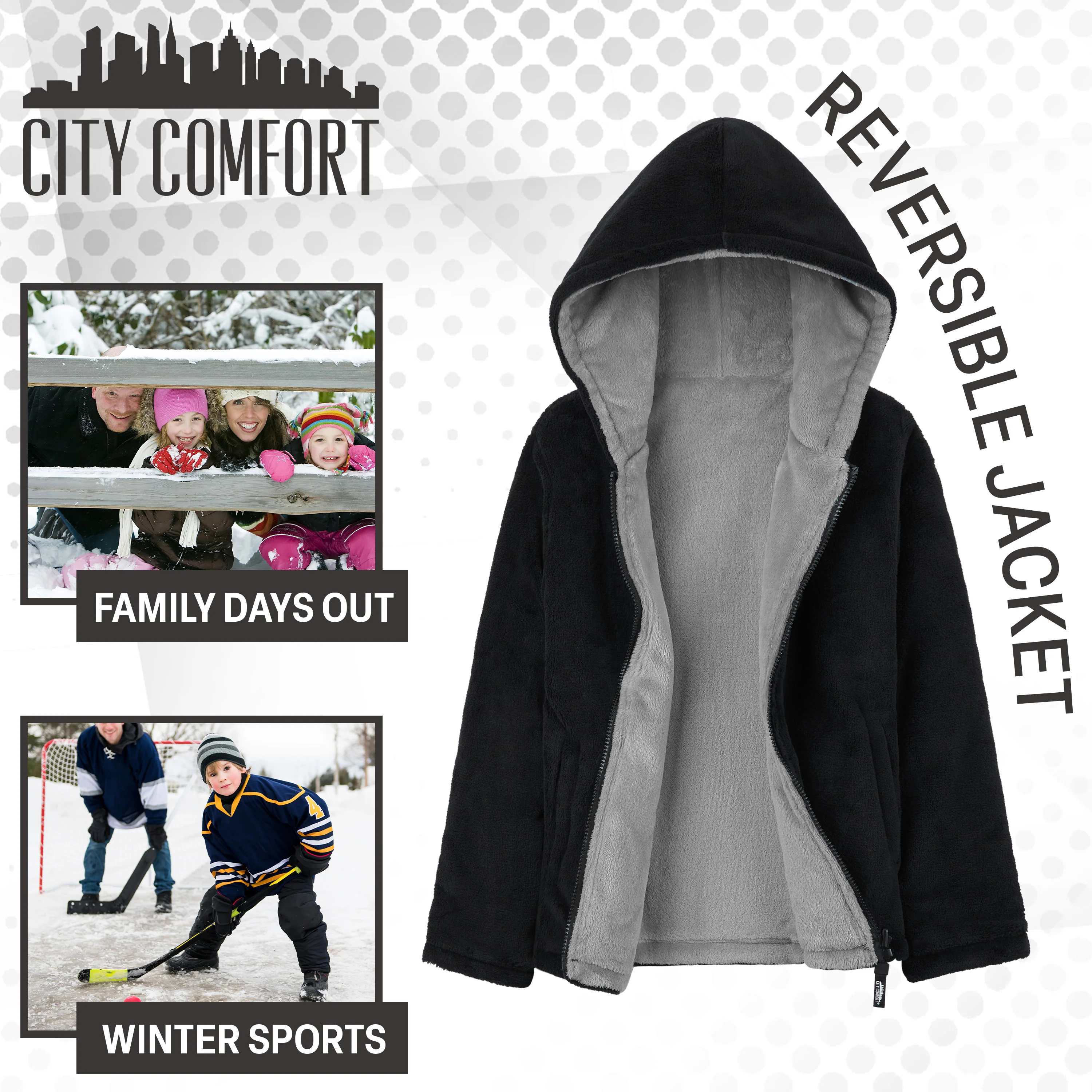 CityComfort Kids Hoodie Fleece, Zip Up Fluffy Hoodie for Boys and Girls, Reversible Kids Fleece Jacket - Image 12