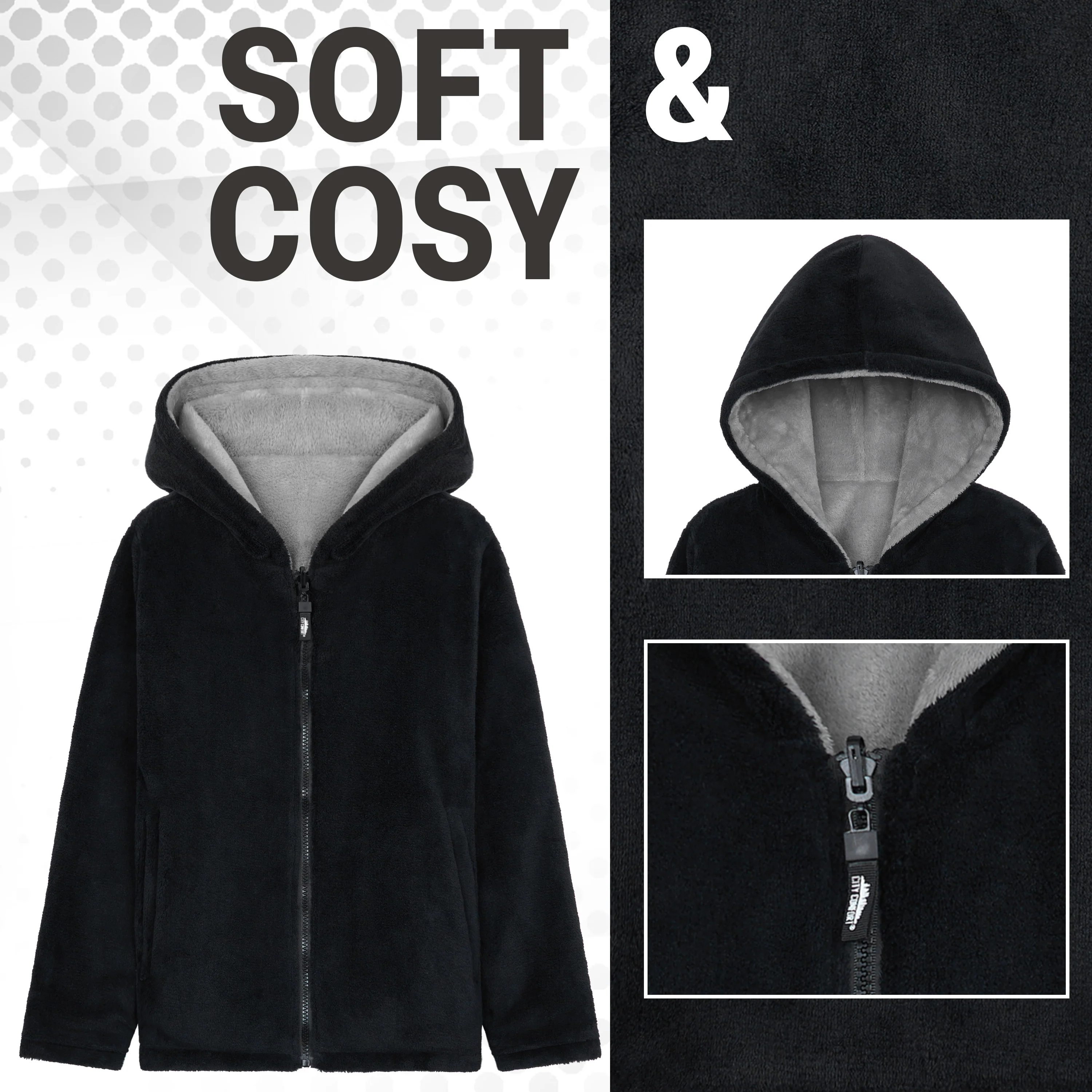 CityComfort Kids Hoodie Fleece, Zip Up Fluffy Hoodie for Boys and Girls, Reversible Kids Fleece Jacket - Image 13