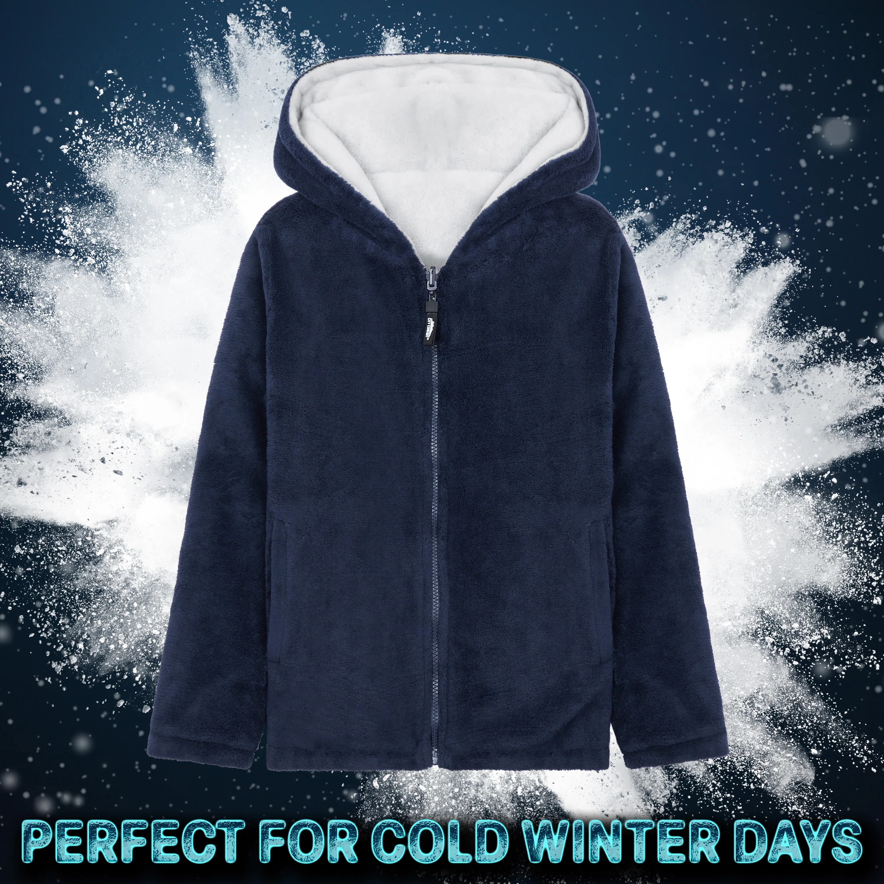 CityComfort Kids Hoodie Fleece, Zip Up Fluffy Hoodie for Boys and Girls, Reversible Kids Fleece Jacket - Image 3