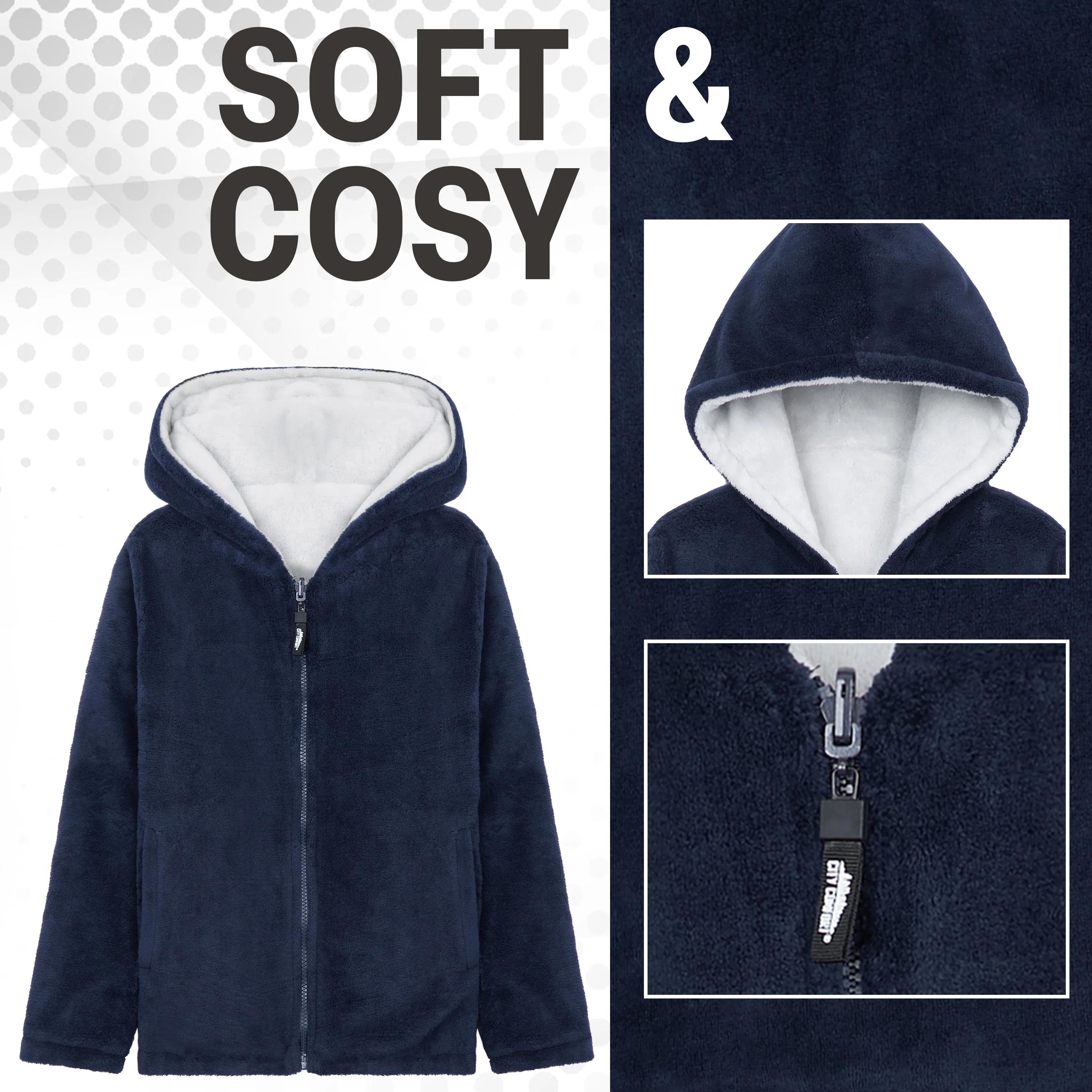 CityComfort Kids Hoodie Fleece, Zip Up Fluffy Hoodie for Boys and Girls, Reversible Kids Fleece Jacket - Image 6