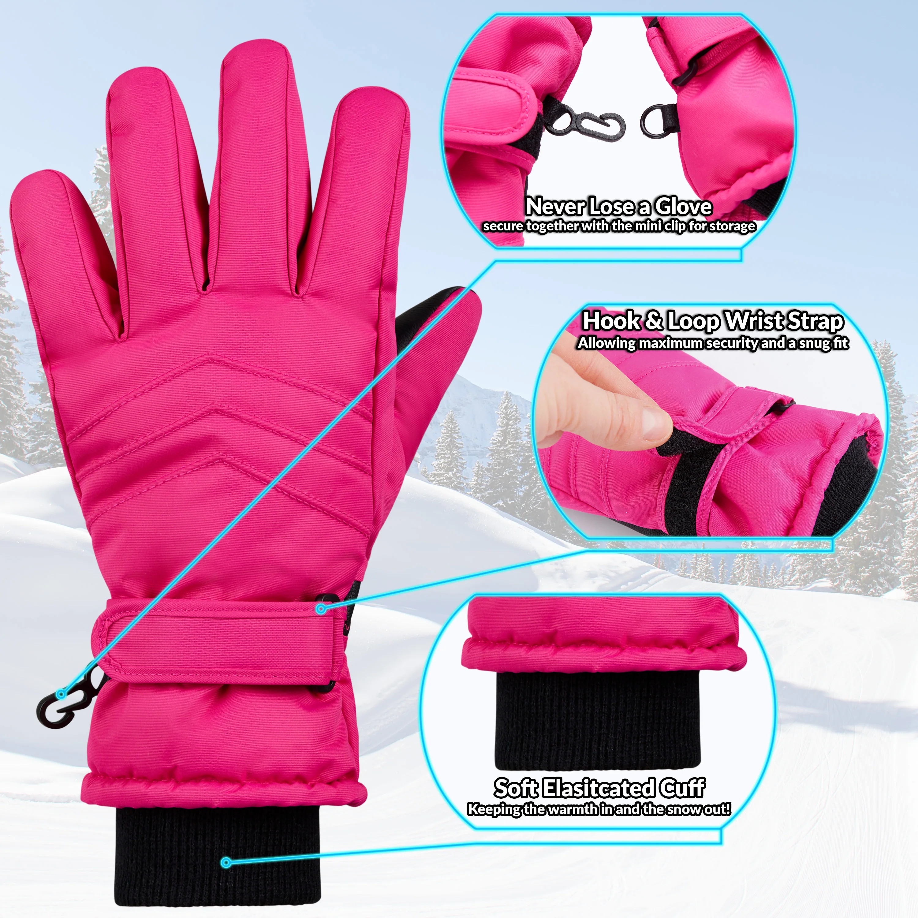 CityComfort Kids Skiing Gloves - Fleece Lined Touch Screen Gloves - Image 11