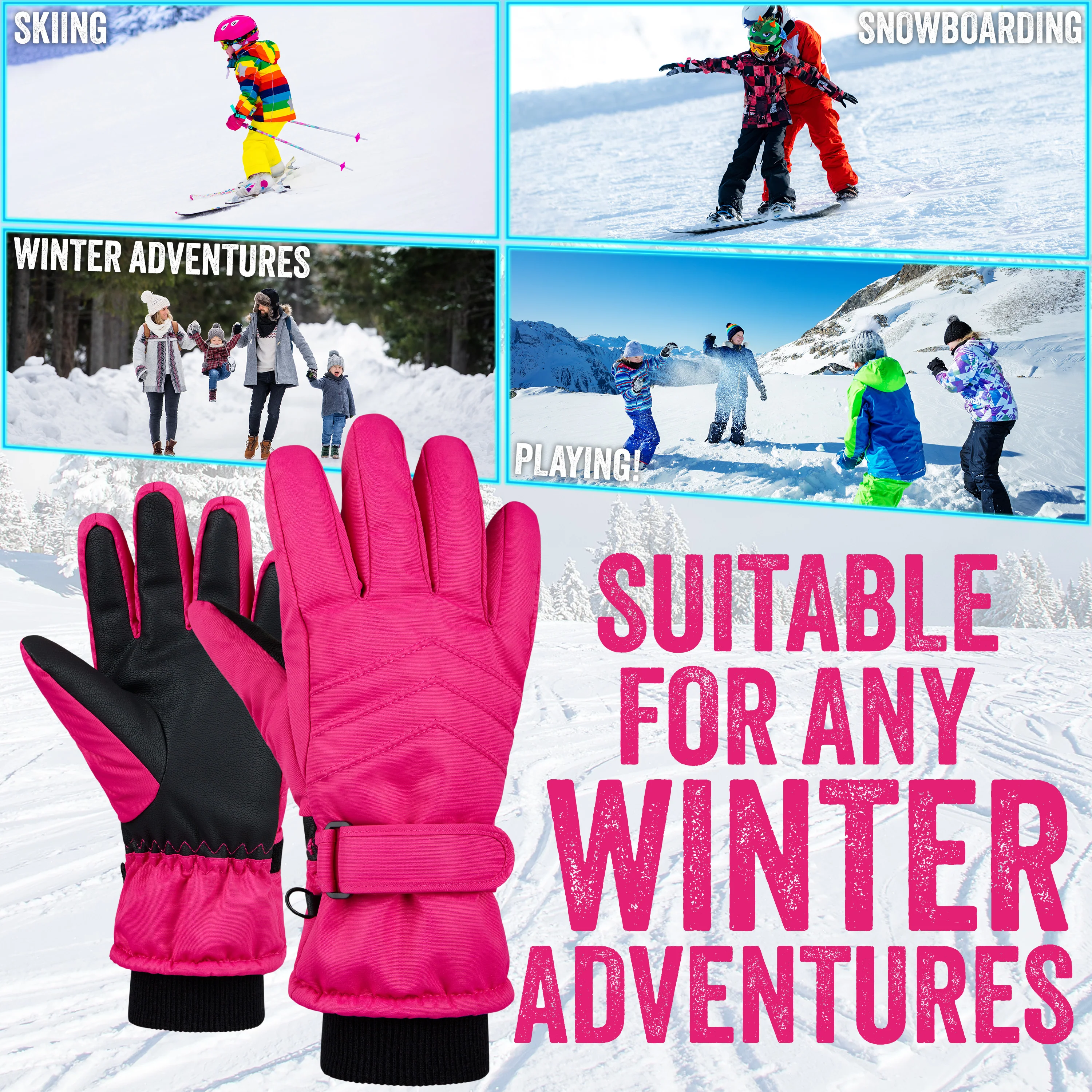 CityComfort Kids Skiing Gloves - Fleece Lined Touch Screen Gloves - Image 13