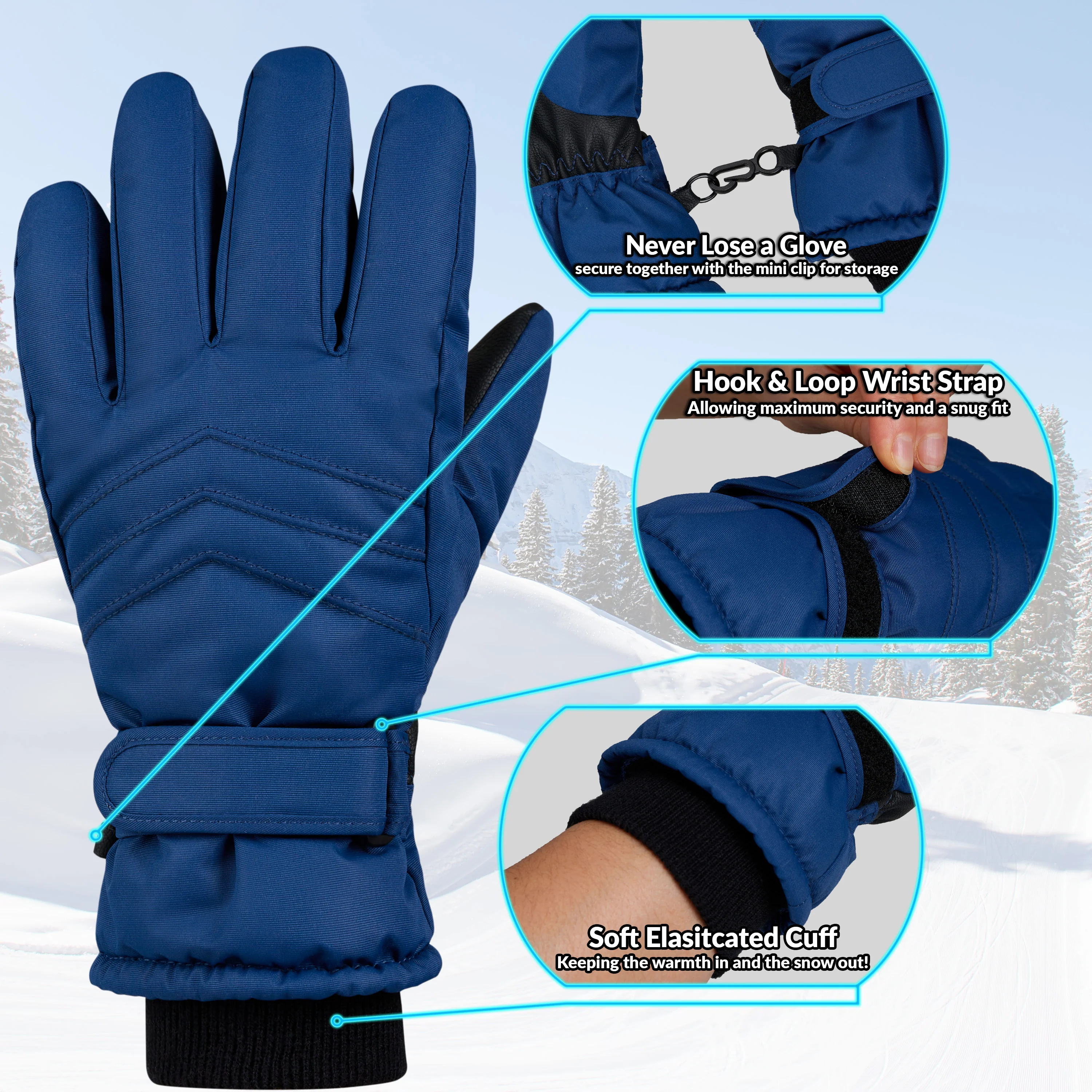 CityComfort Kids Skiing Gloves - Fleece Lined Touch Screen Gloves - Image 17