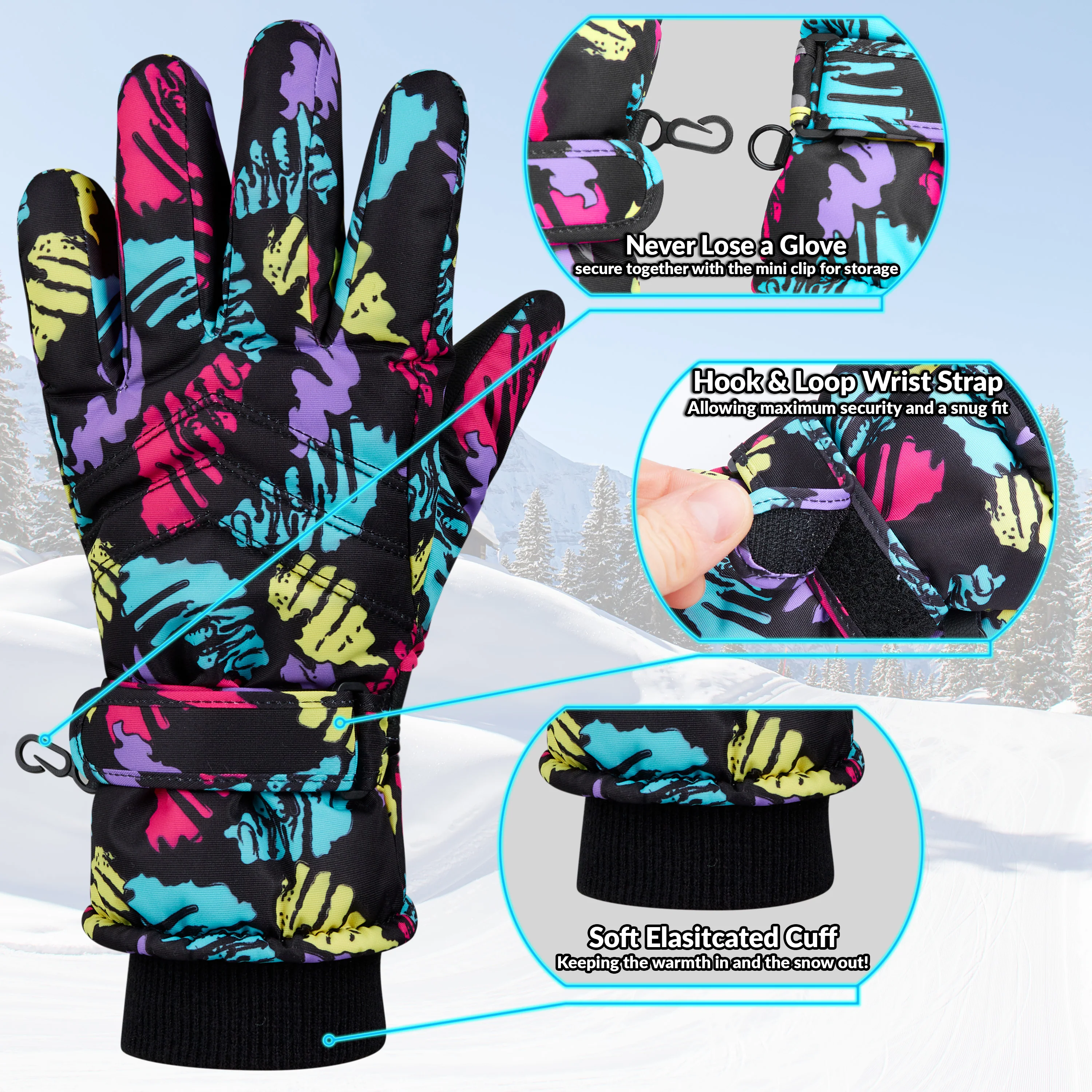 CityComfort Kids Skiing Gloves - Fleece Lined Touch Screen Gloves - Image 23