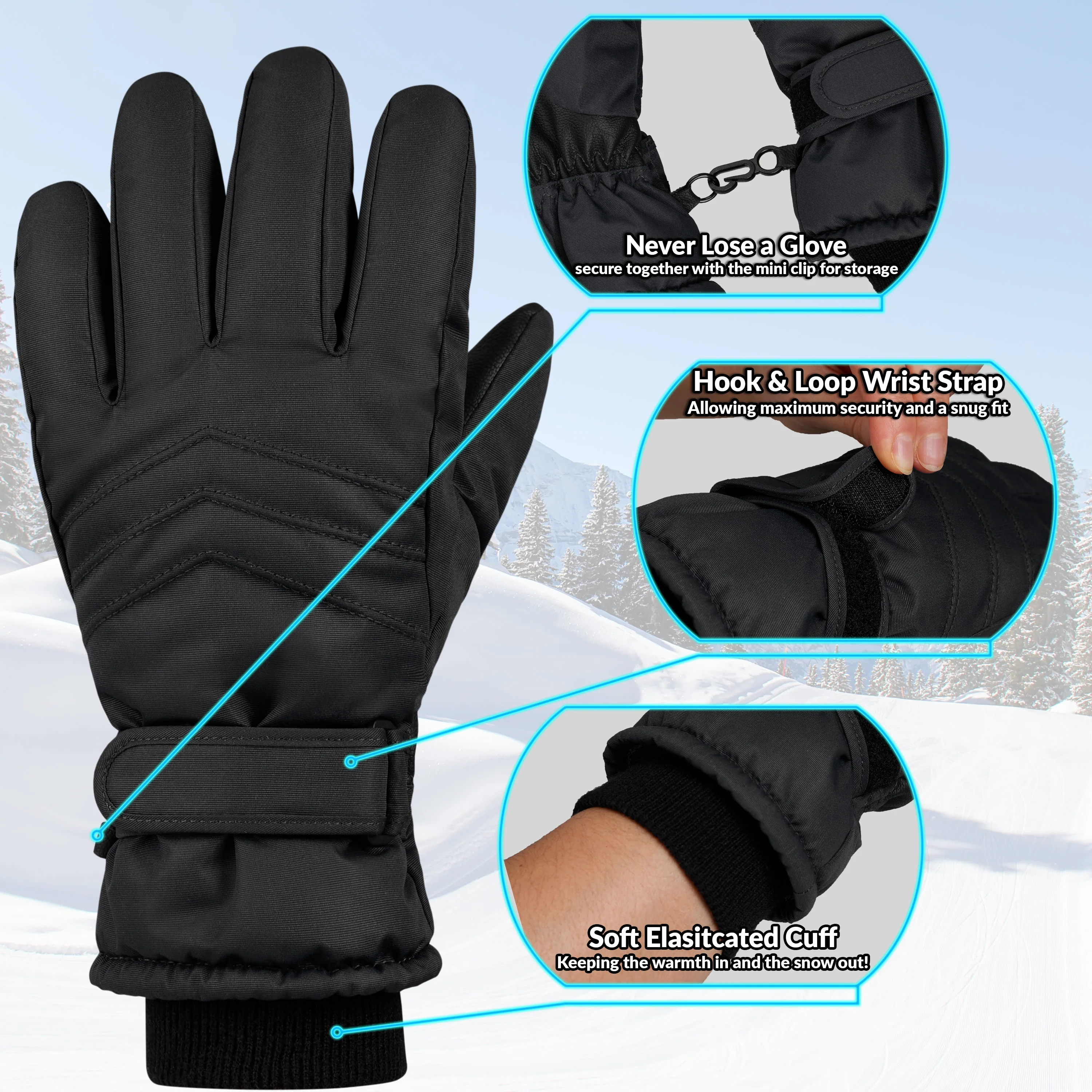 CityComfort Kids Skiing Gloves - Fleece Lined Touch Screen Gloves - Image 5