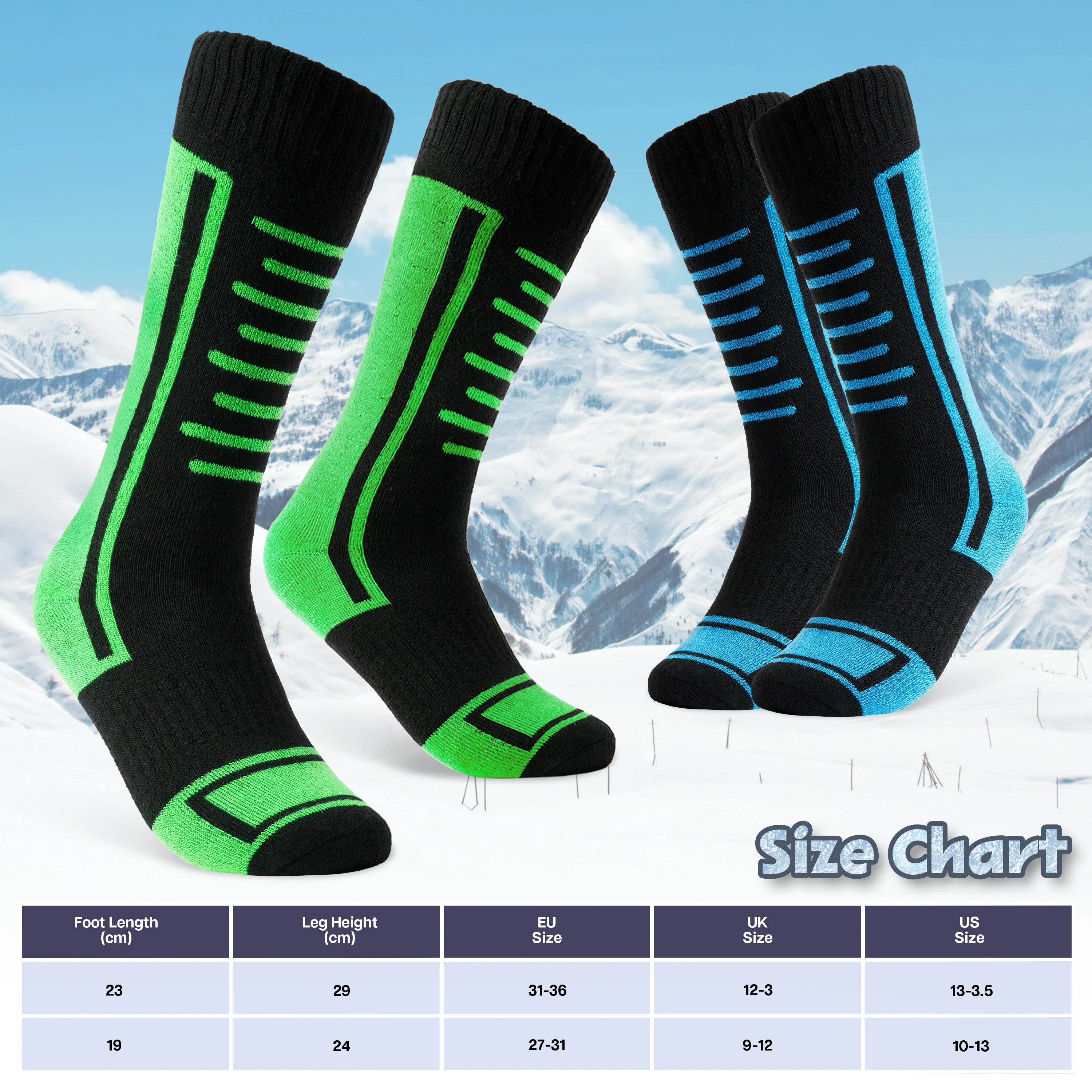 CityComfort Kids Socks Ski Multipack - High Performance Thermal Socks - Image 7