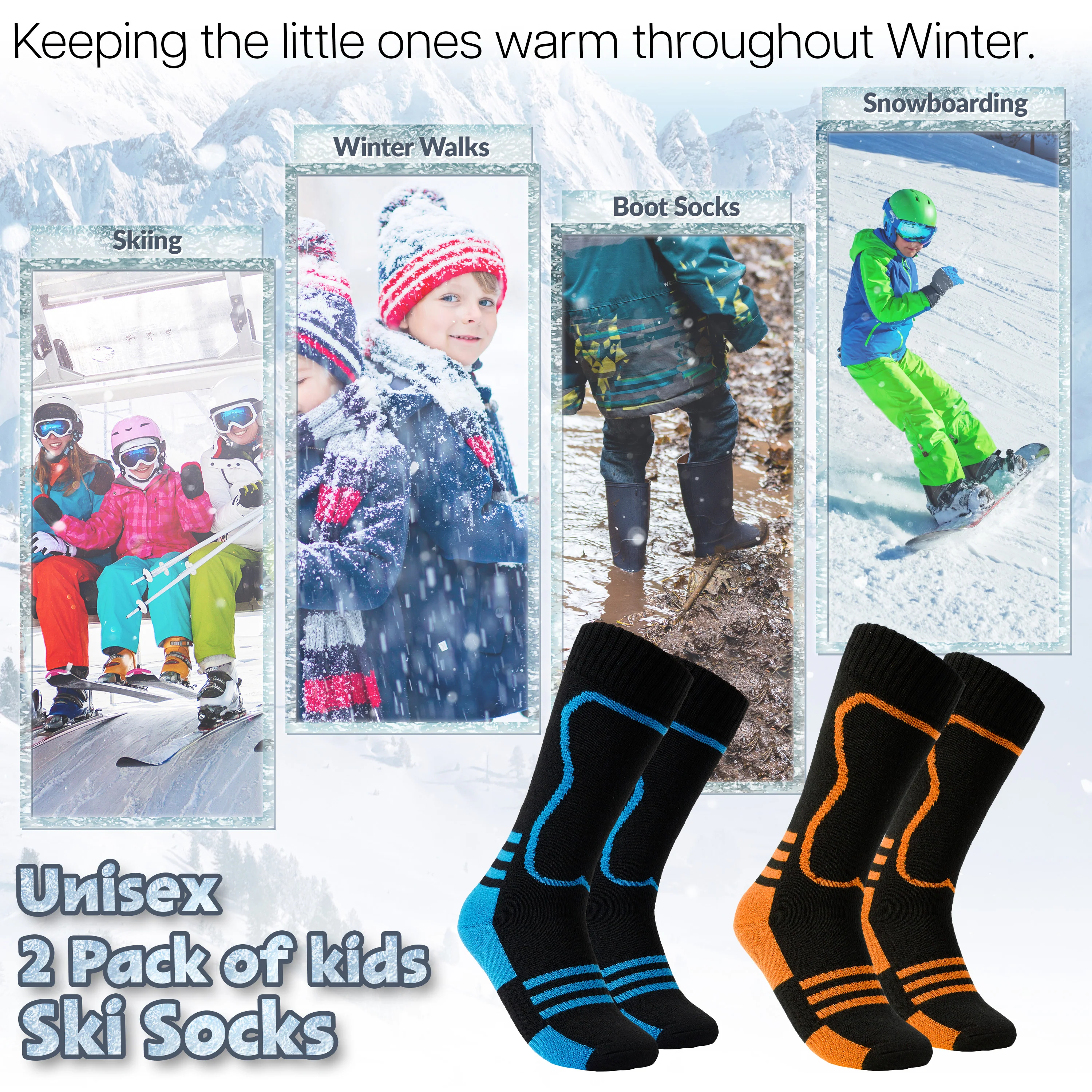 CityComfort Kids Socks Ski - Pack of 2 - Thermal Socks - Image 5