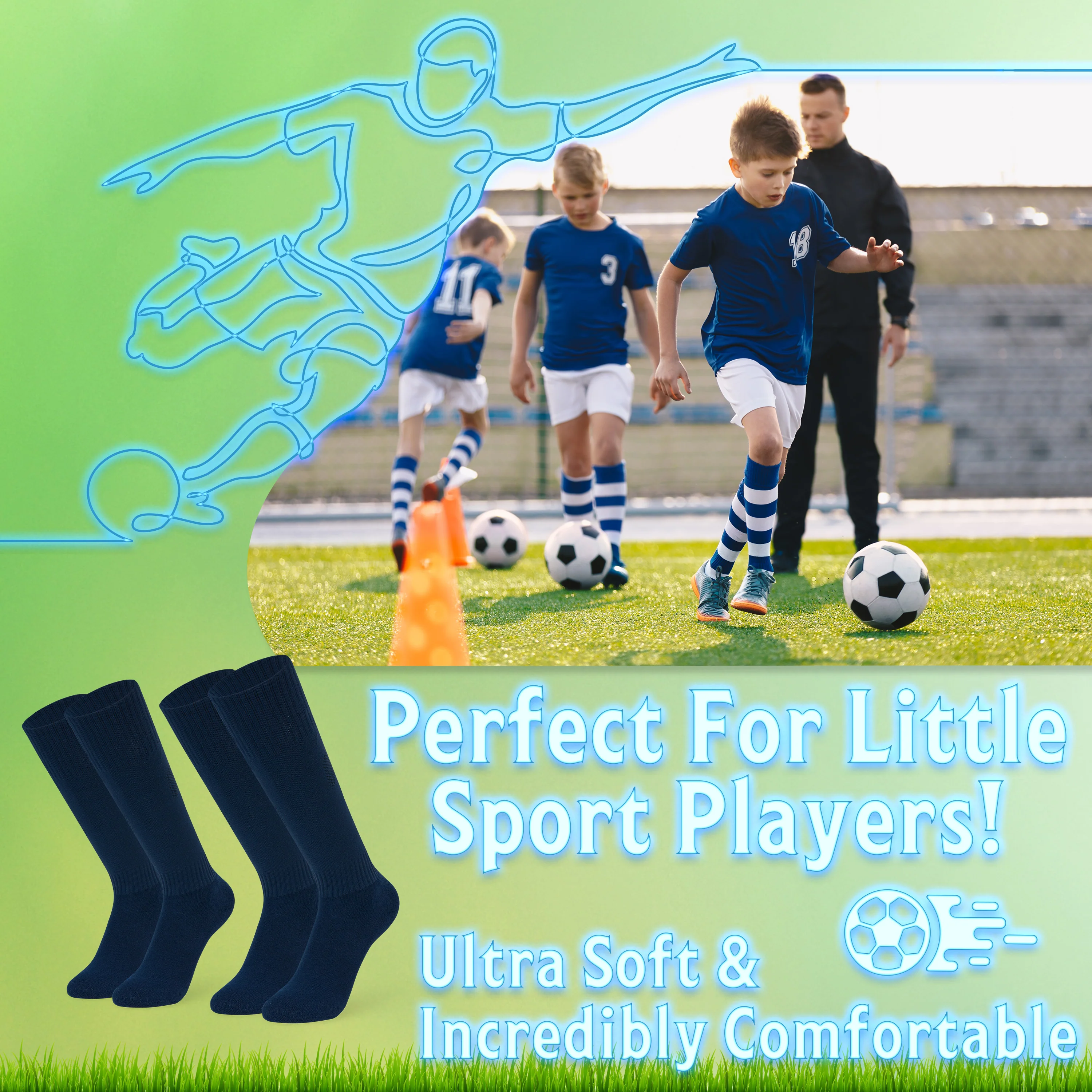 CityComfort Knee High Socks for Boys Girls 2 Pack - Image 11