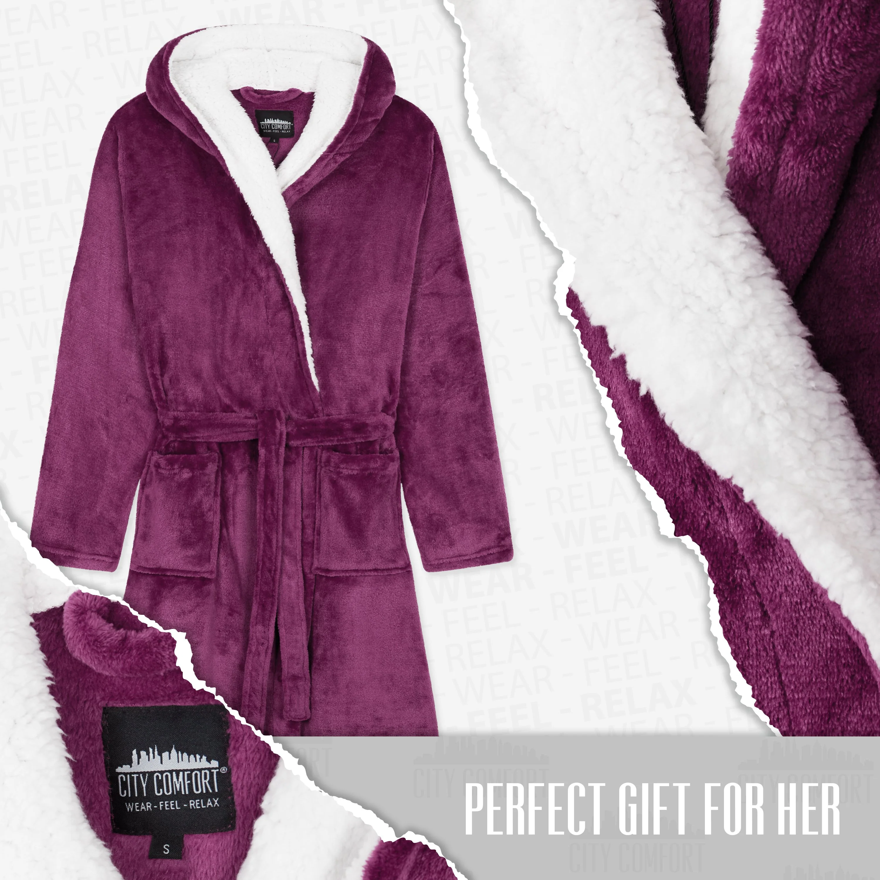 CityComfort Ladies Dressing Gown Soft Plush Bath Robe for Women - Image 33
