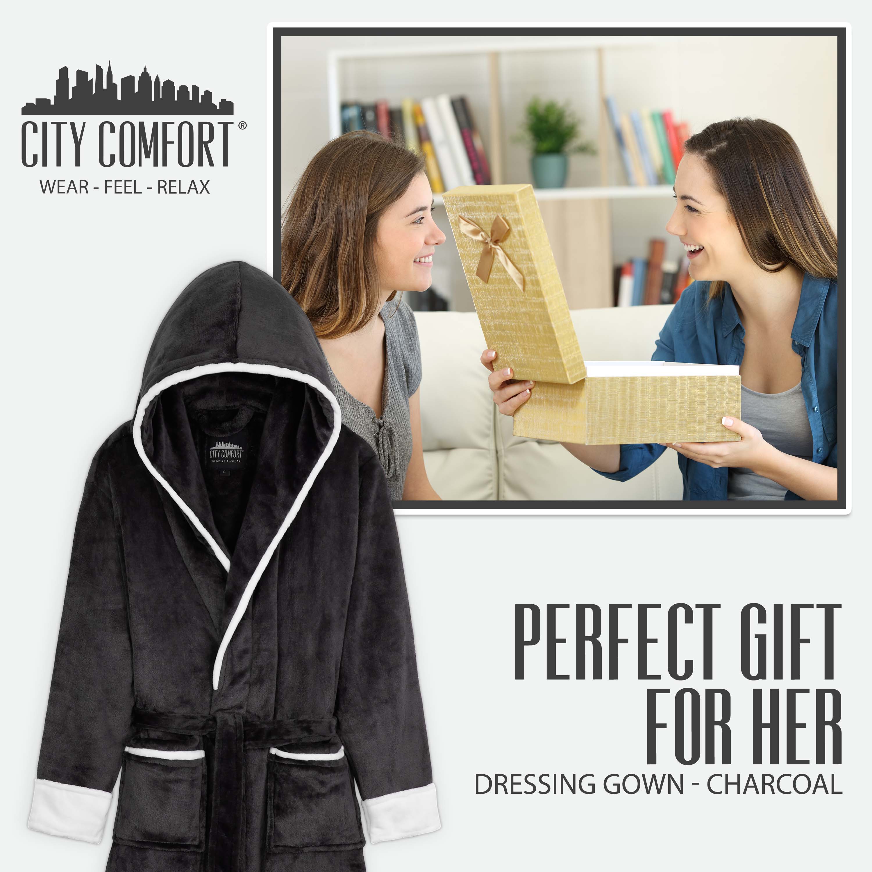 CityComfort Ladies Dressing Gowns Soft Fleece Hooded Women's Robes - Image 10
