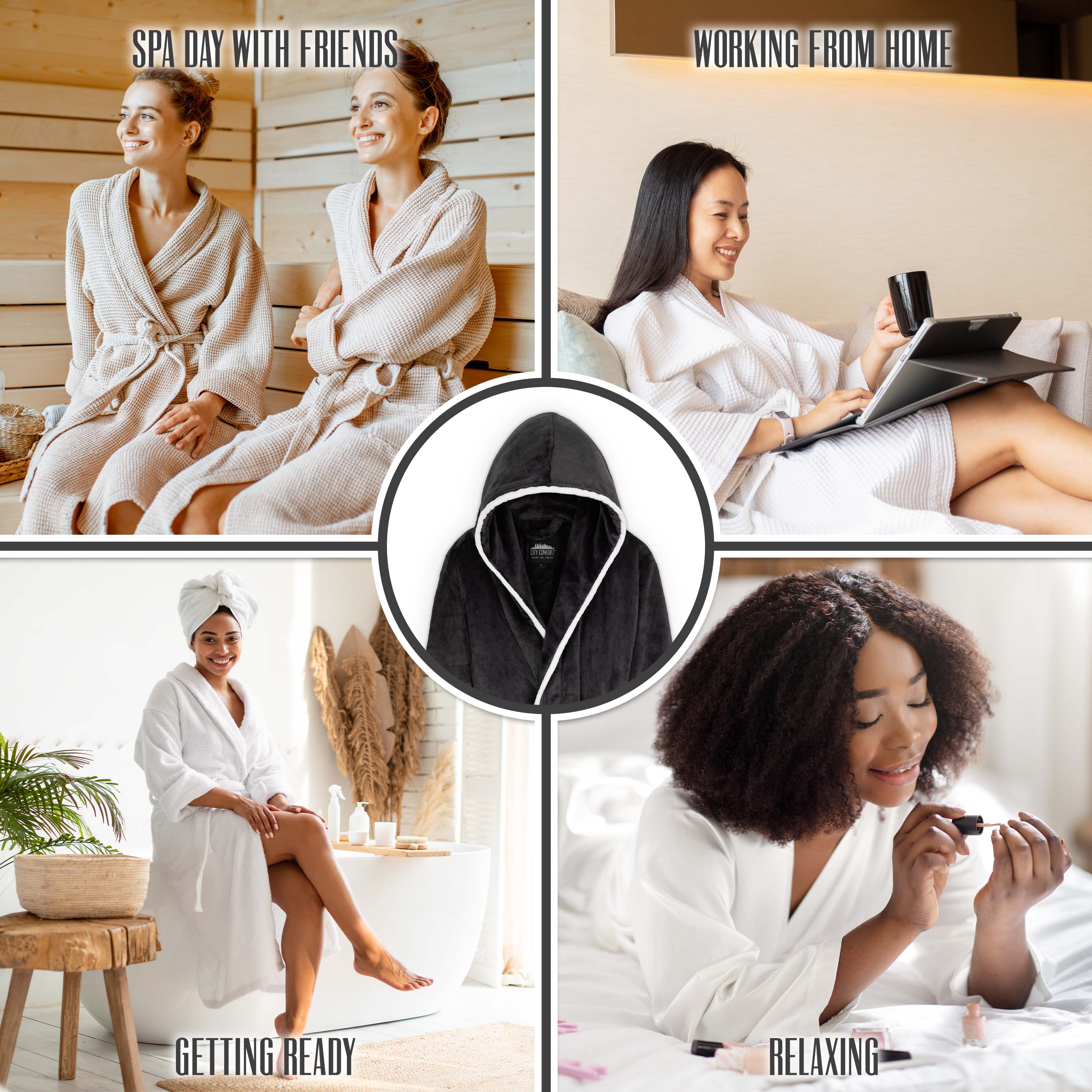 CityComfort Ladies Dressing Gowns Soft Fleece Hooded Women's Robes - Image 13
