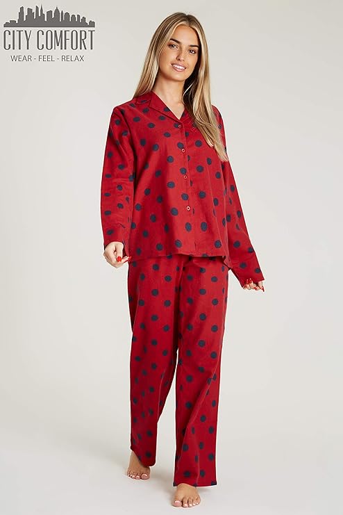 CityComfort Ladies Pyjamas, Button Up PJs for Women, Brushed Cotton Pyjama Set - Image 3