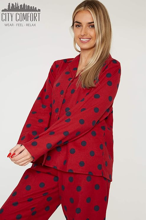 CityComfort Ladies Pyjamas, Button Up PJs for Women, Brushed Cotton Pyjama Set - Image 4