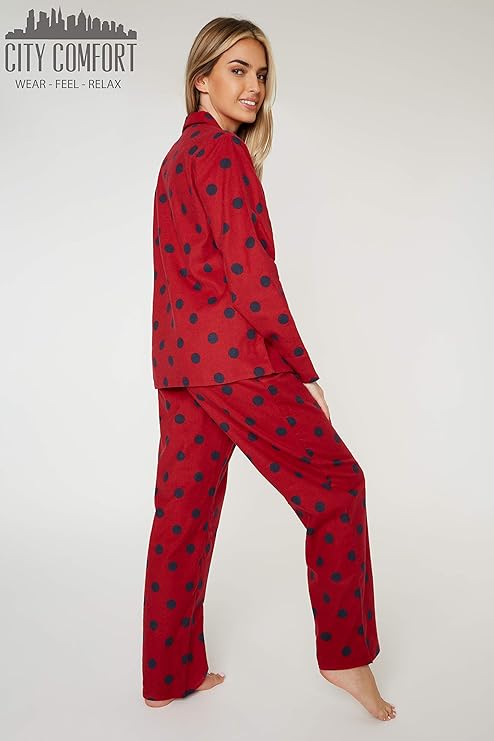 CityComfort Ladies Pyjamas, Button Up PJs for Women, Brushed Cotton Pyjama Set - Image 7