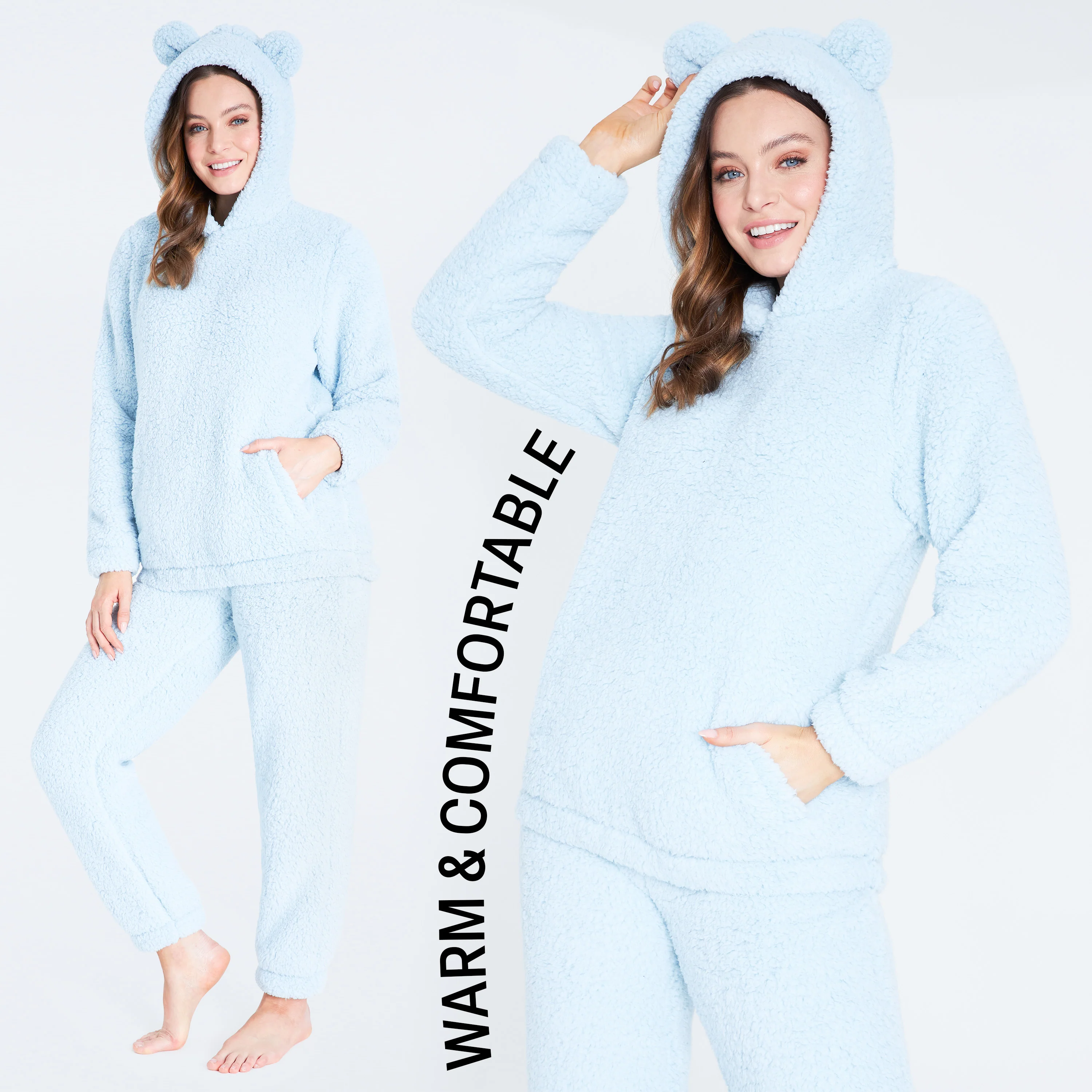 CityComfort Ladies Pyjamas, Nightwear Fleece Pyjamas for Women 2 Piece Fluffy Fleece Loungewear Set, Soft Warm Fleece Pyjamas Women and Teens - Image 13
