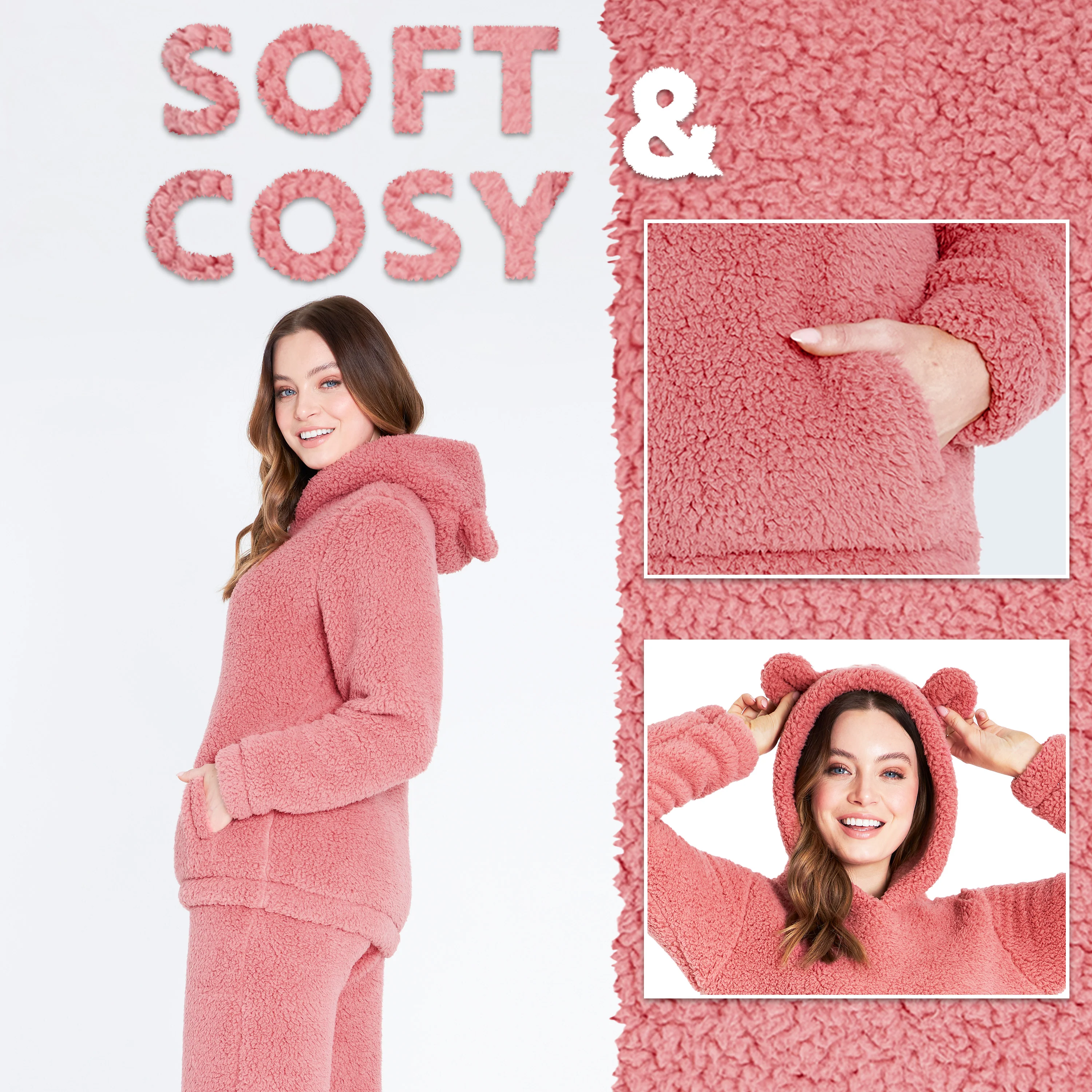 CityComfort Ladies Pyjamas, Nightwear Fleece Pyjamas for Women 2 Piece Fluffy Fleece Loungewear Set, Soft Warm Fleece Pyjamas Women and Teens - Image 4