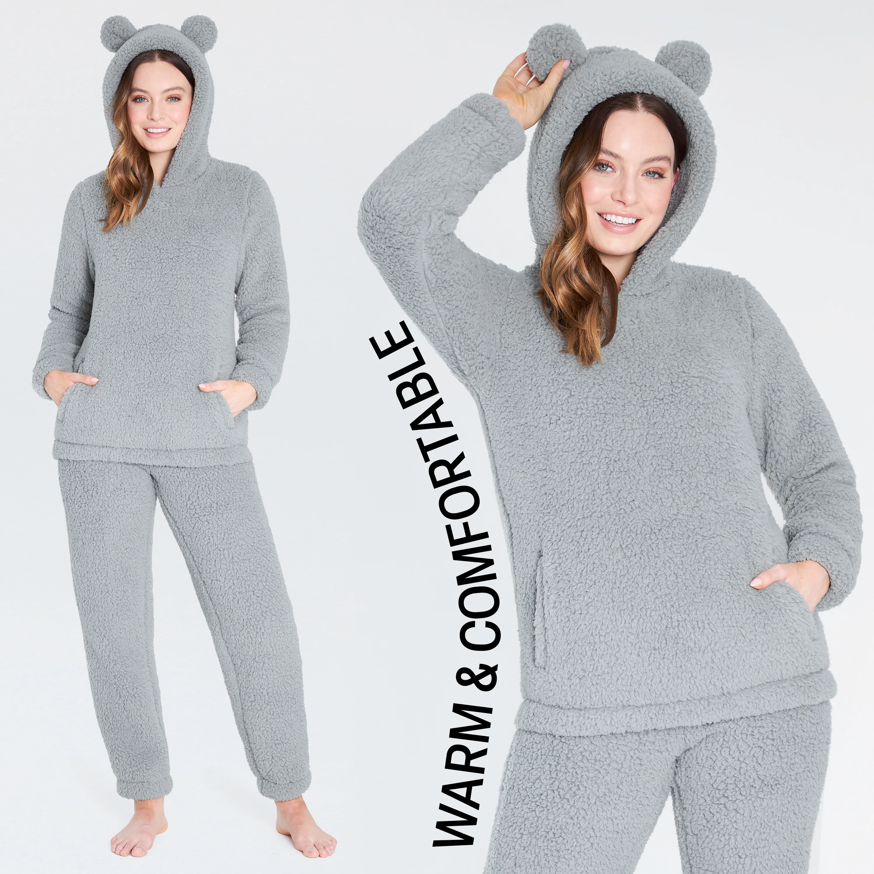 CityComfort Ladies Pyjamas, Nightwear Fleece Pyjamas for Women 2 Piece Fluffy Fleece Loungewear Set, Soft Warm Fleece Pyjamas Women and Teens - Image 8