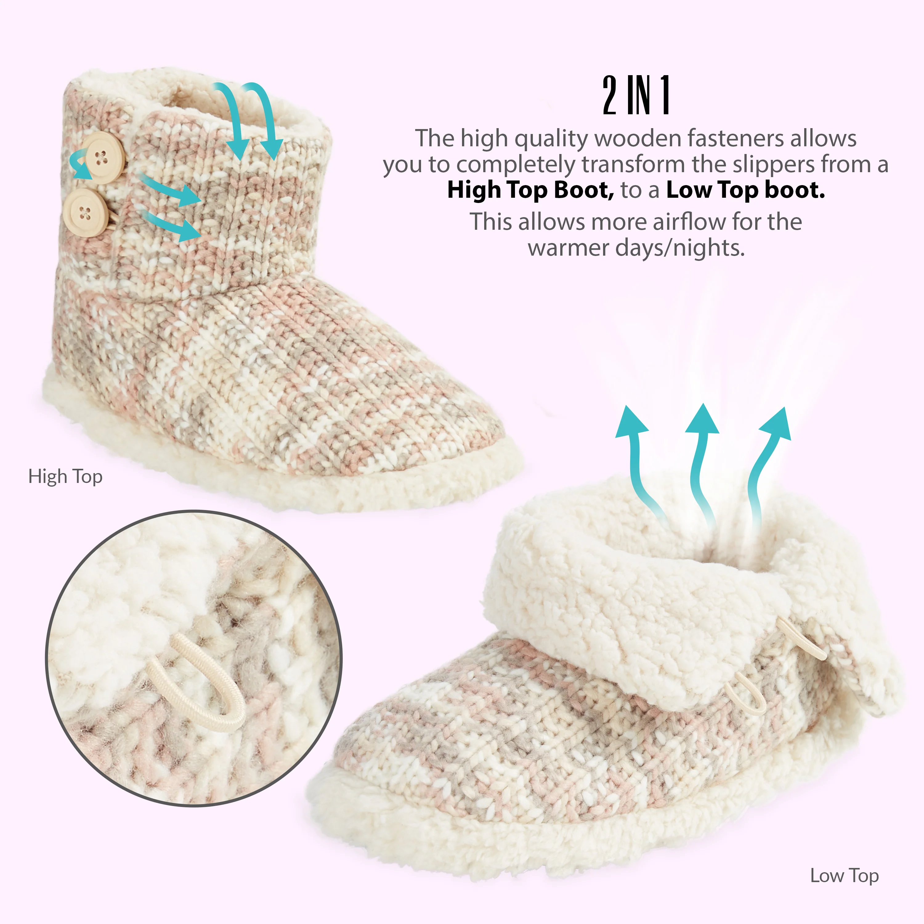 CityComfort Ladies Slipper Boots Knitted Warm Winter Indoor Booties - Image 2
