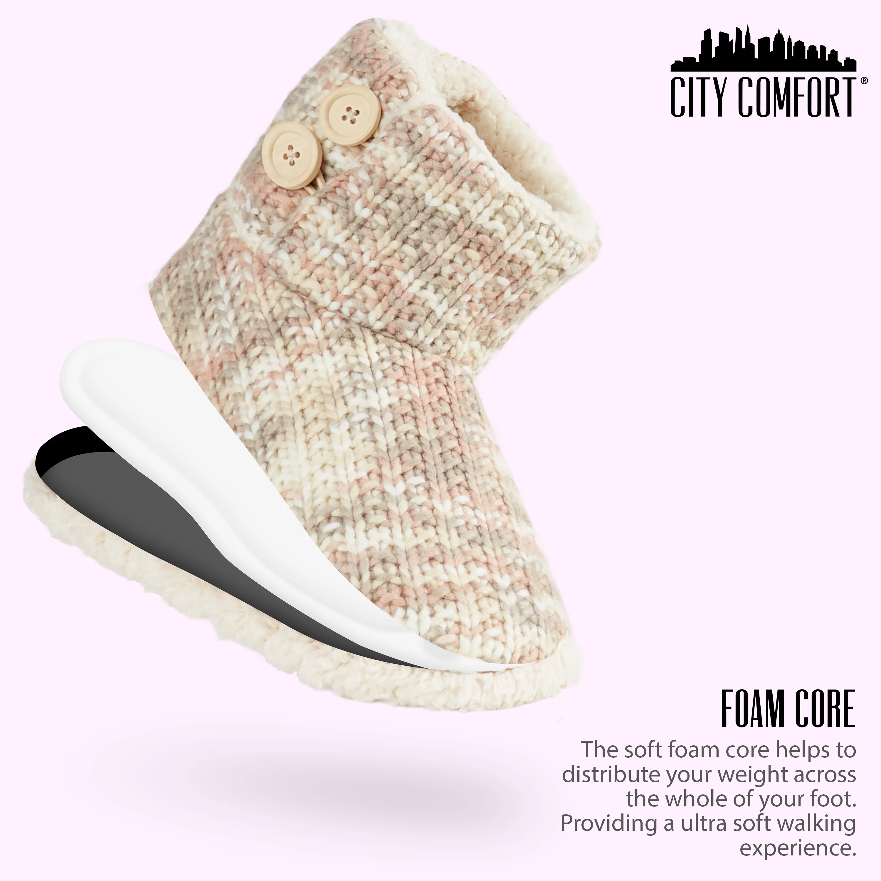 CityComfort Ladies Slipper Boots Knitted Warm Winter Indoor Booties - Image 3