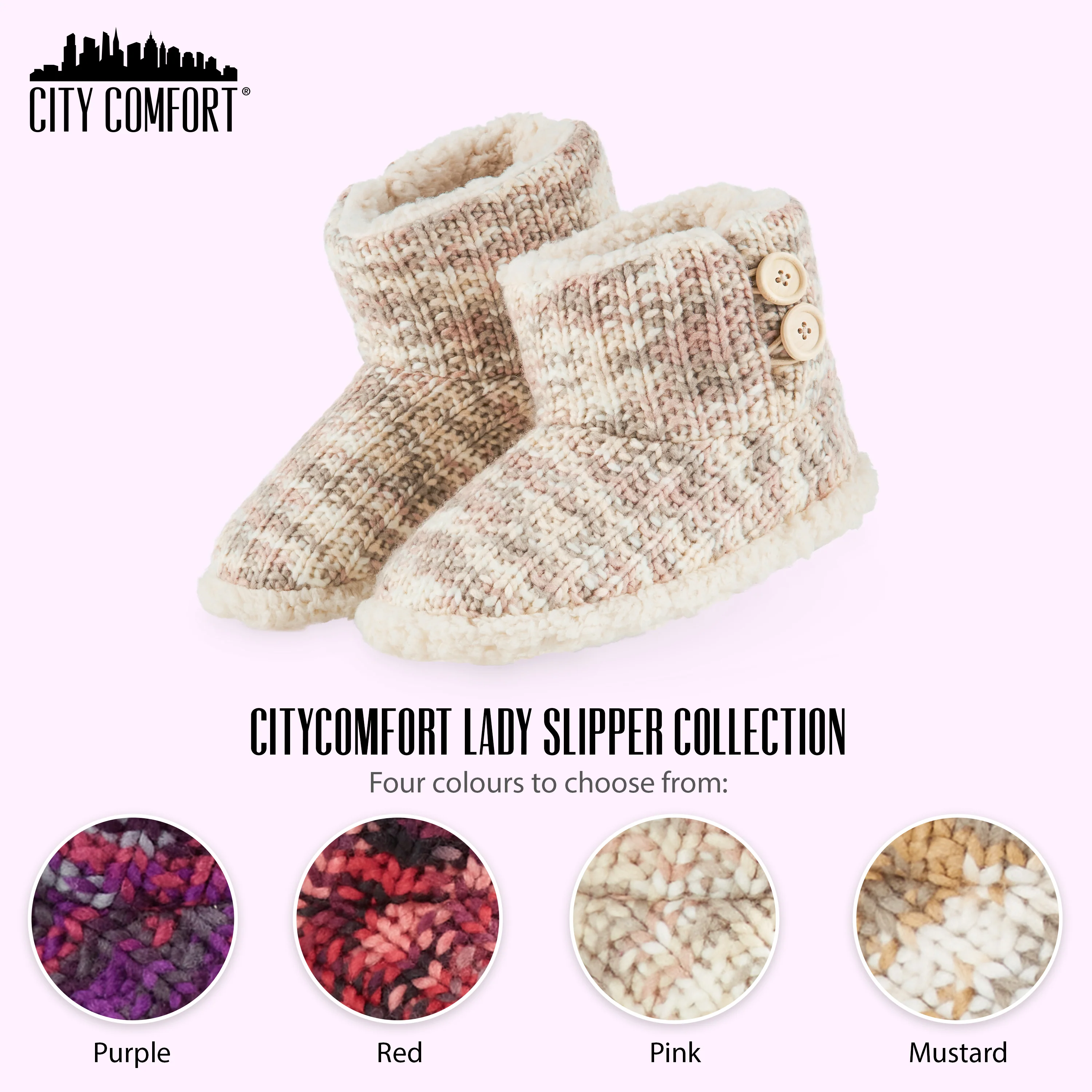 CityComfort Ladies Slipper Boots Knitted Warm Winter Indoor Booties - Image 7