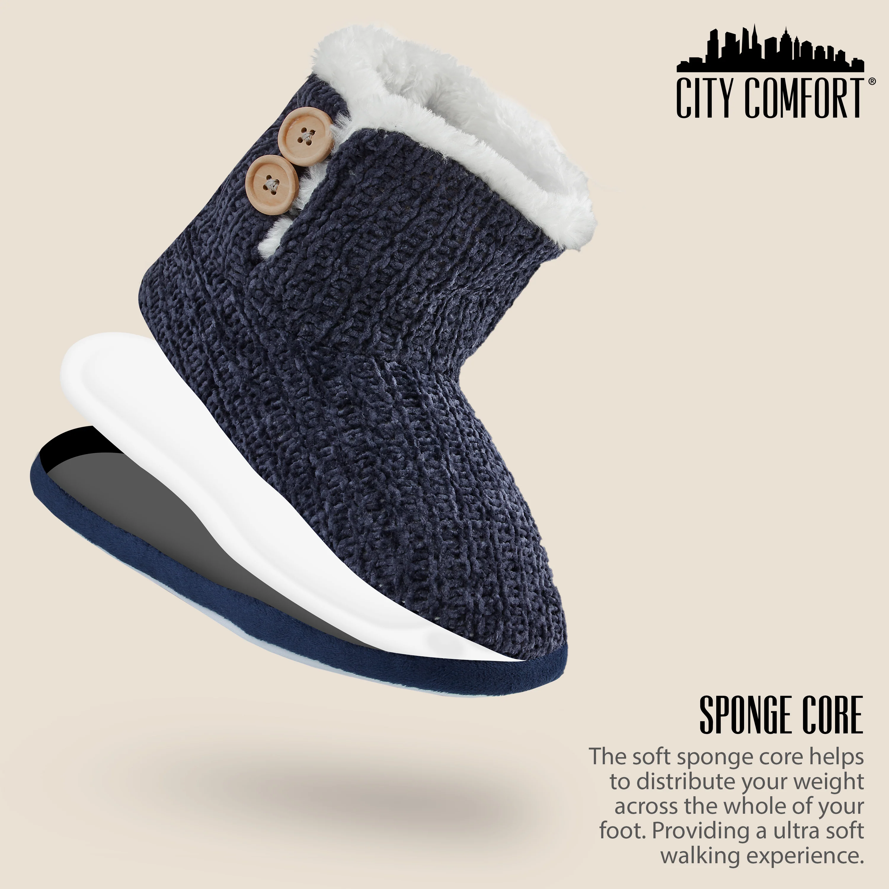 CityComfort Ladies Slippers, Faux Fur Bootie Slippers Women, Slipper Ankle Boots with Rubber Sole - Image 12