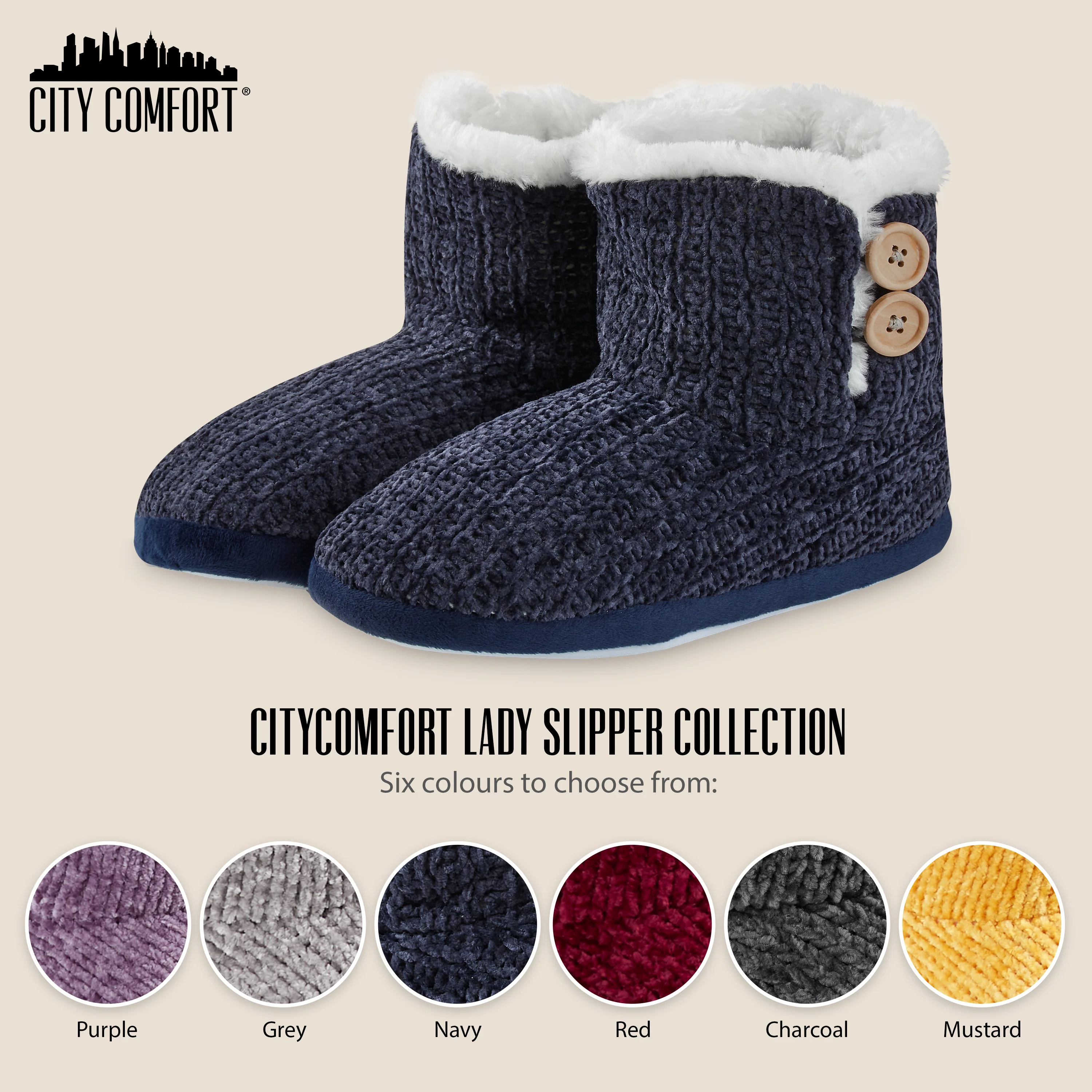 CityComfort Ladies Slippers, Faux Fur Bootie Slippers Women, Slipper Ankle Boots with Rubber Sole - Image 15
