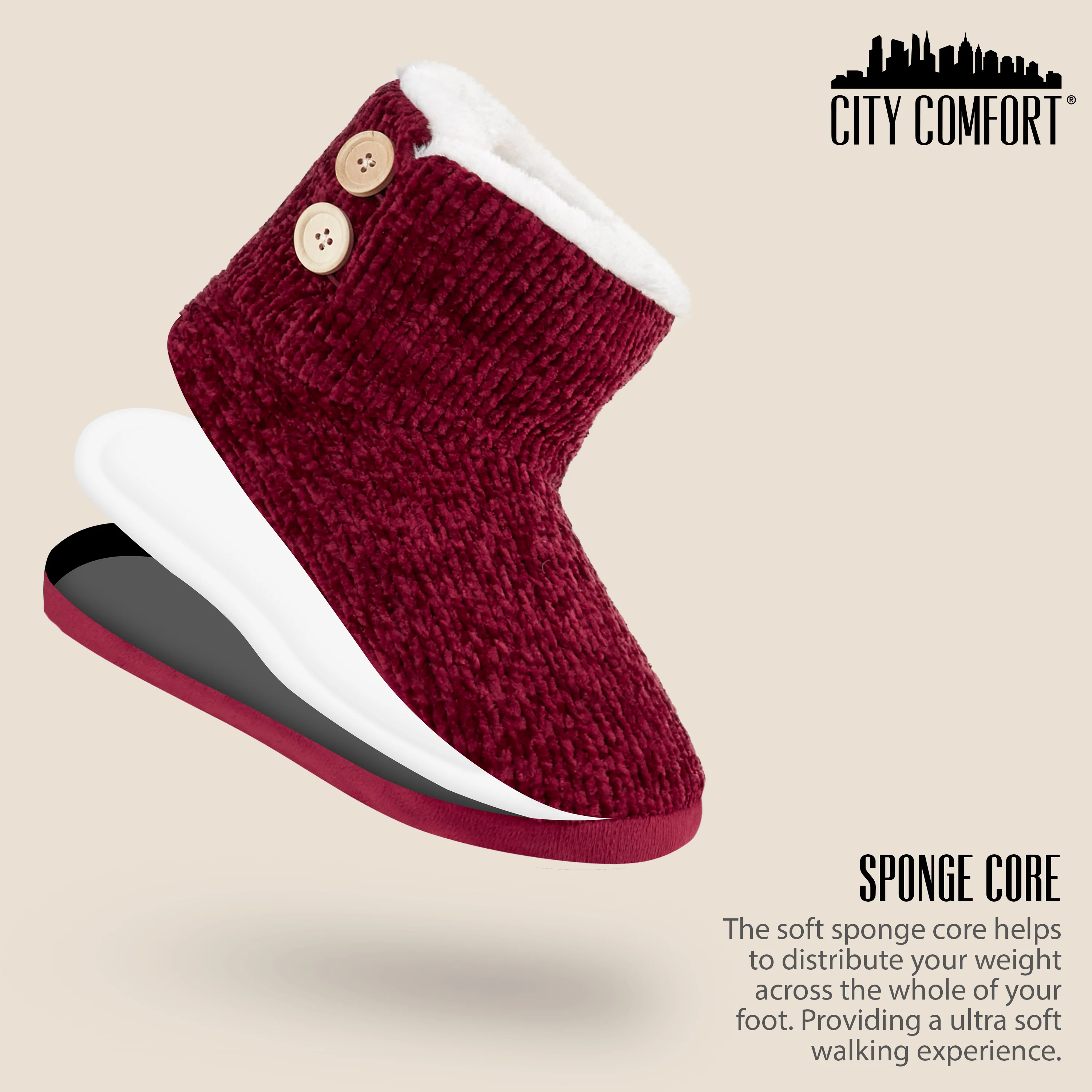 CityComfort Ladies Slippers, Faux Fur Bootie Slippers Women, Slipper Ankle Boots with Rubber Sole - Image 34