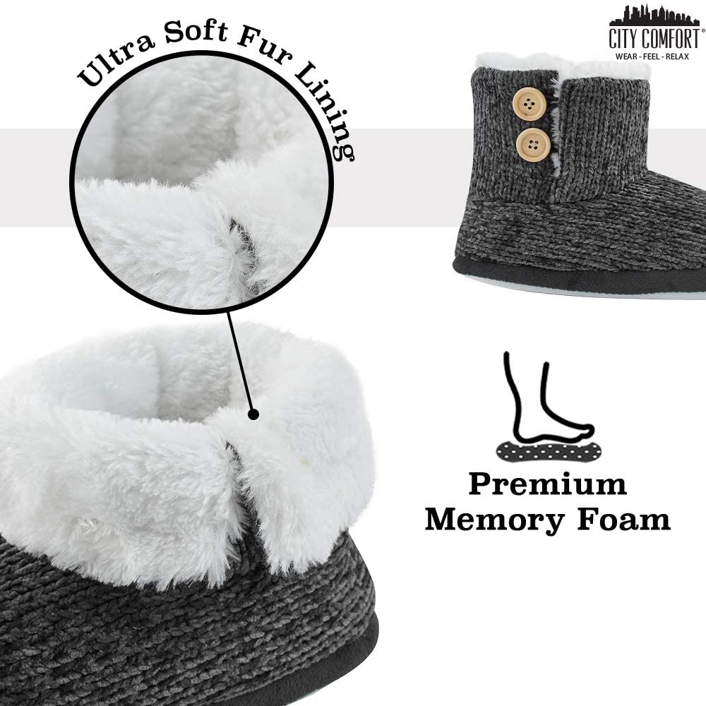 CityComfort Ladies Slippers, Faux Fur Bootie Slippers Women, Slipper Ankle Boots with Rubber Sole - Image 7