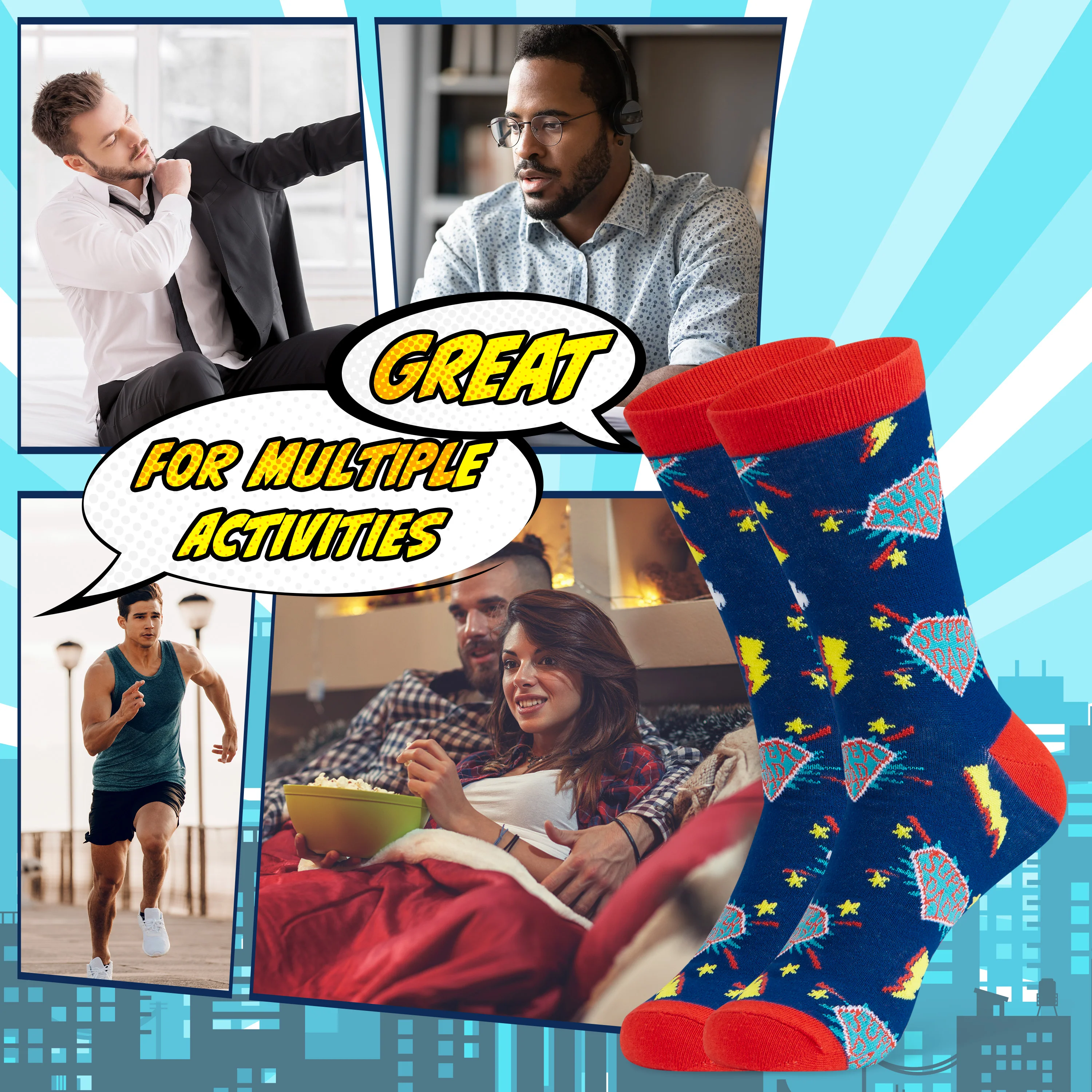 CityComfort Mens Boxers and Funny Socks Set - Super Dad - Image 4