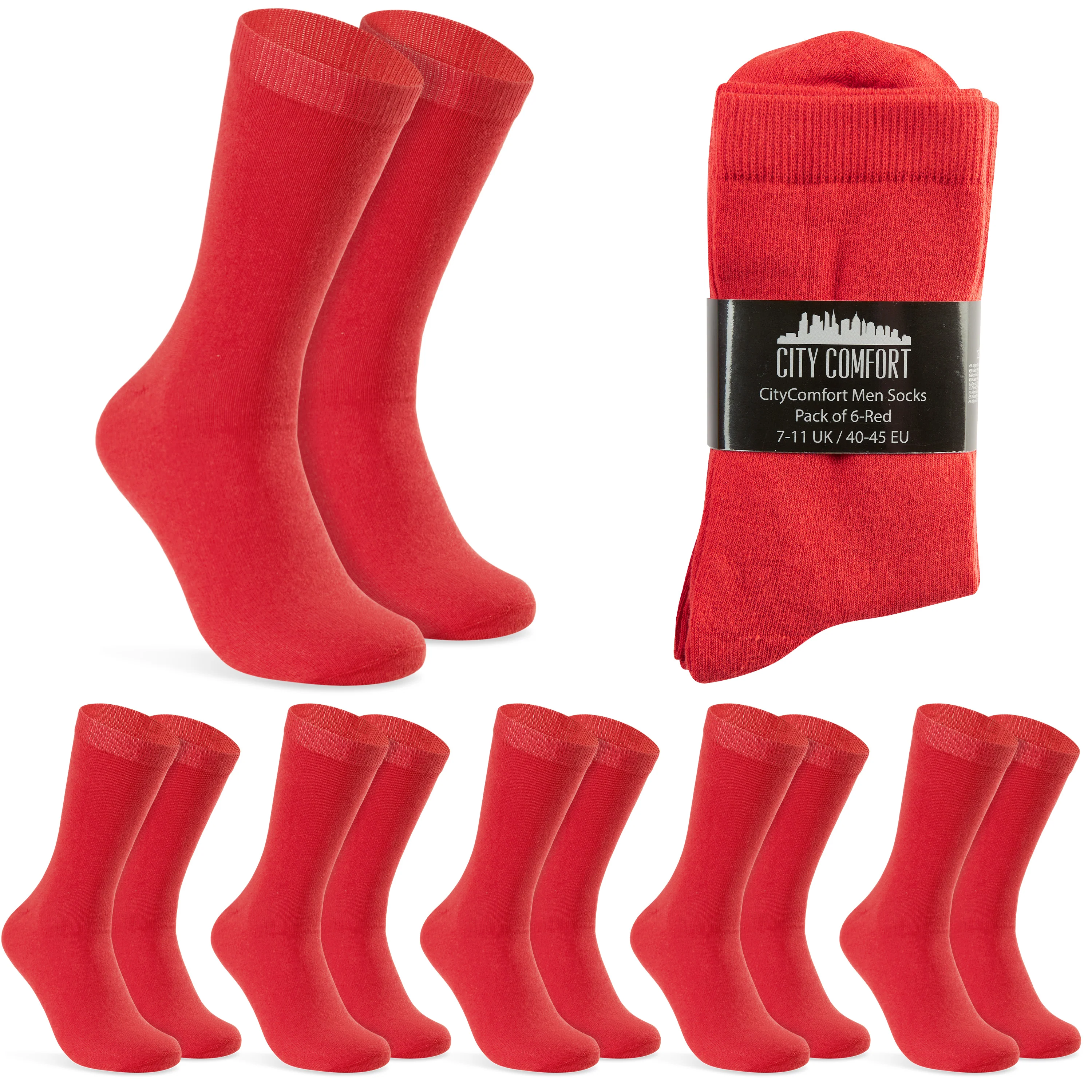 CityComfort Mens Calf Socks, Breathable Crew Socks Multipack - Pack of 6 - Image 31