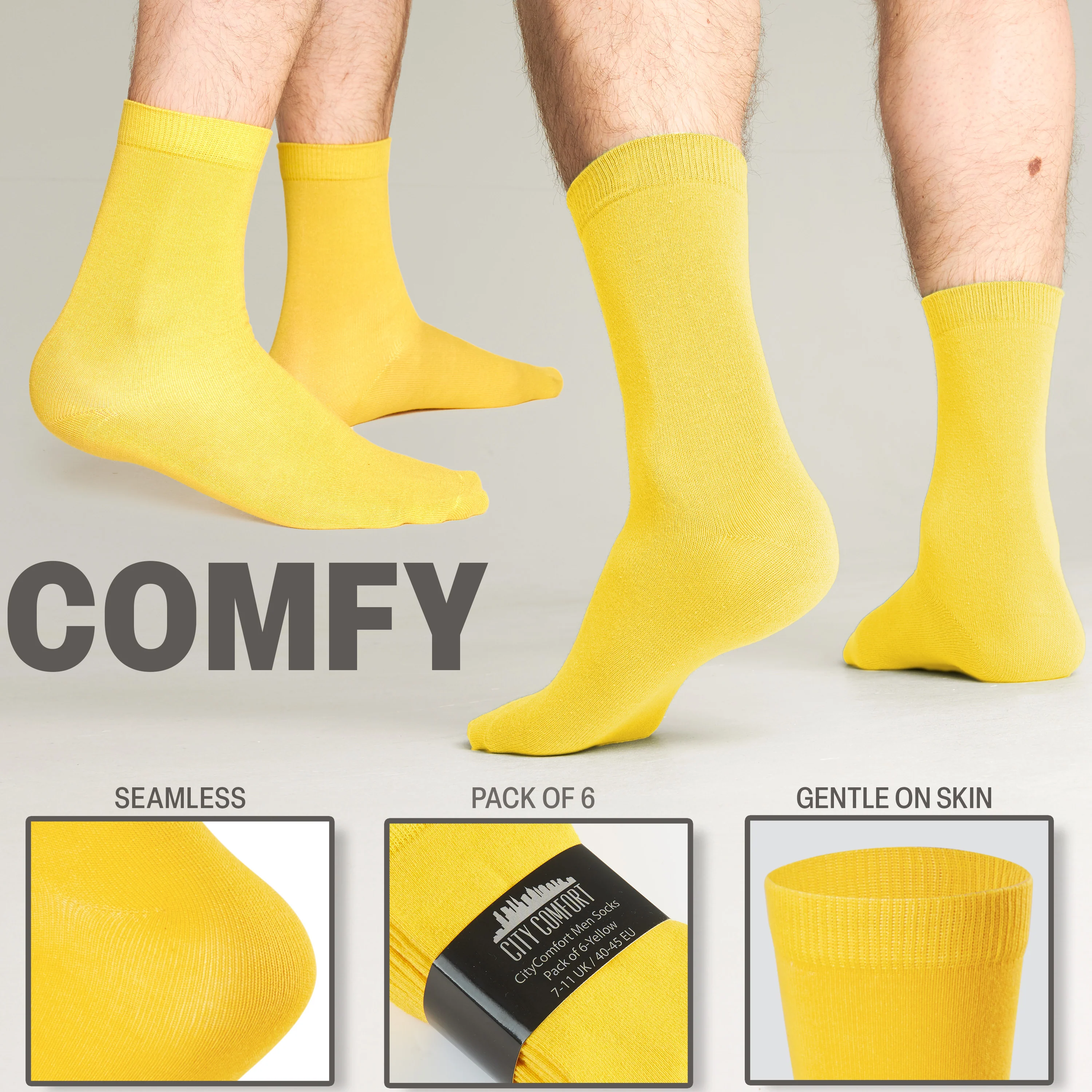 CityComfort Mens Calf Socks, Breathable Crew Socks Multipack - Pack of 6 - Image 40