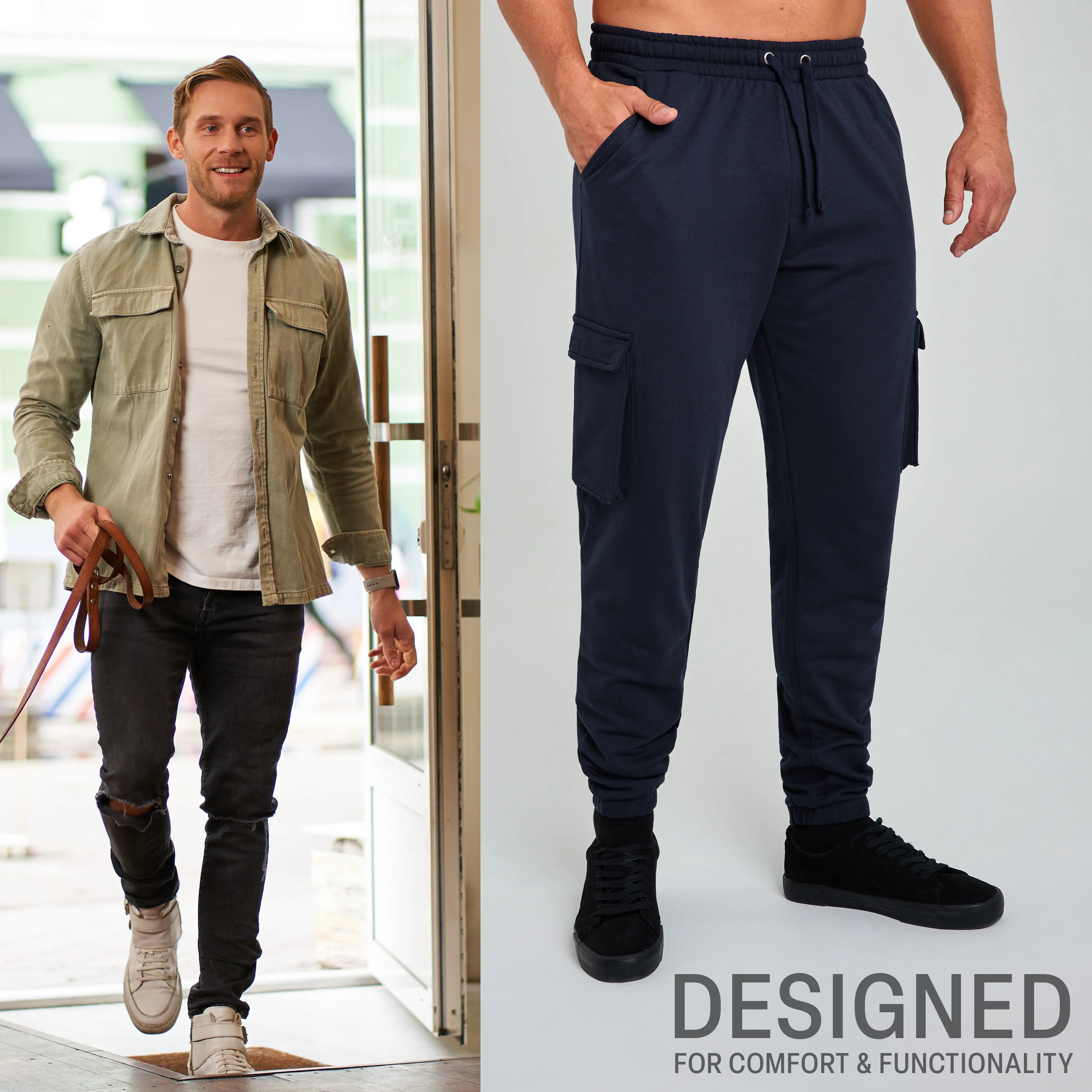 CityComfort Mens Cargo Joggers with 4 Pockets, Comfy, Casual, Stylish Sweatpants - Gifts for Him - Image 4