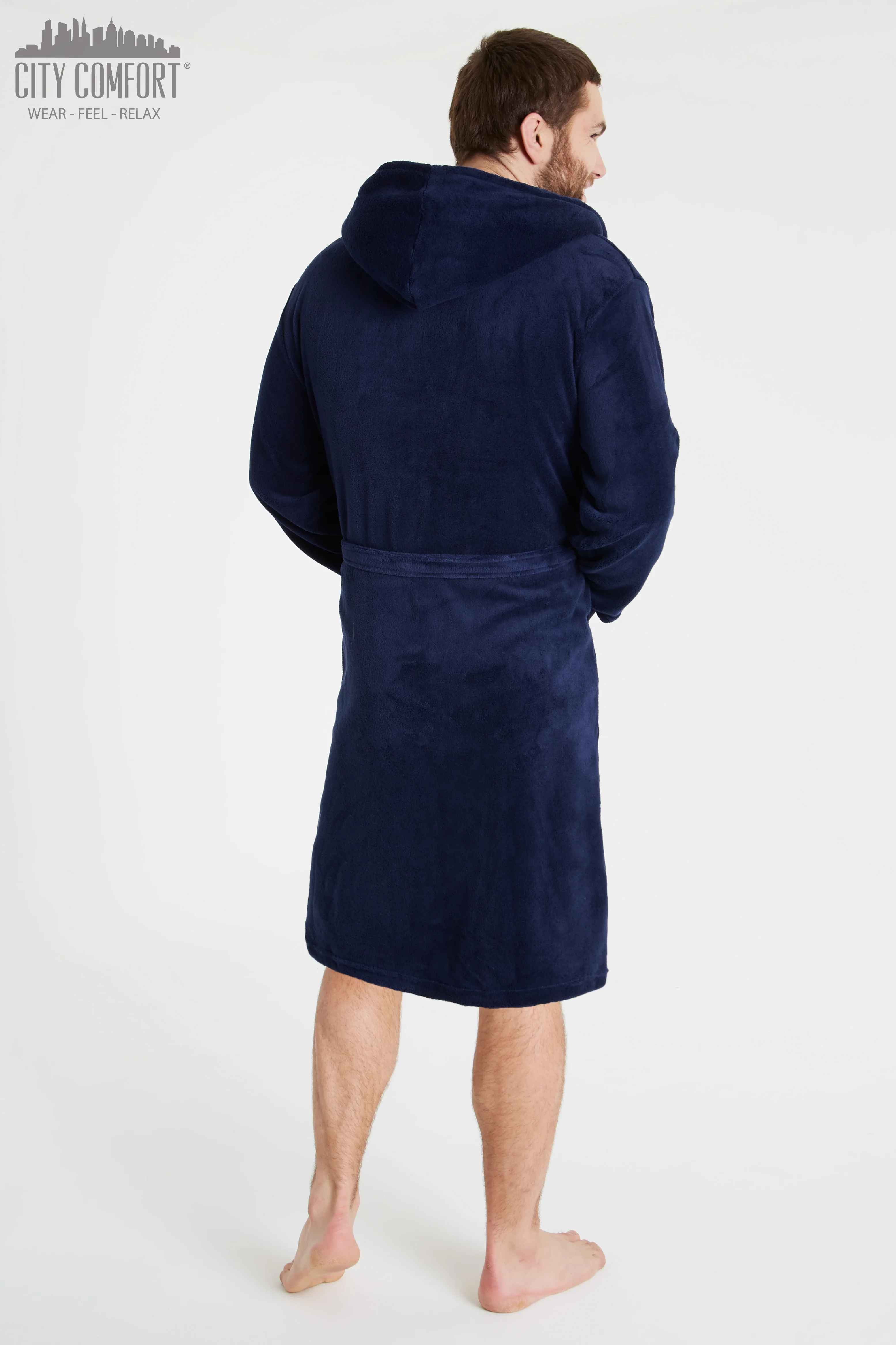 CityComfort Mens Dressing Gown, Shawl Collar or Hooded Bathrobe Super Soft Fleece Cosy Loungewear Adults Teens - Gifts for Him - Image 7