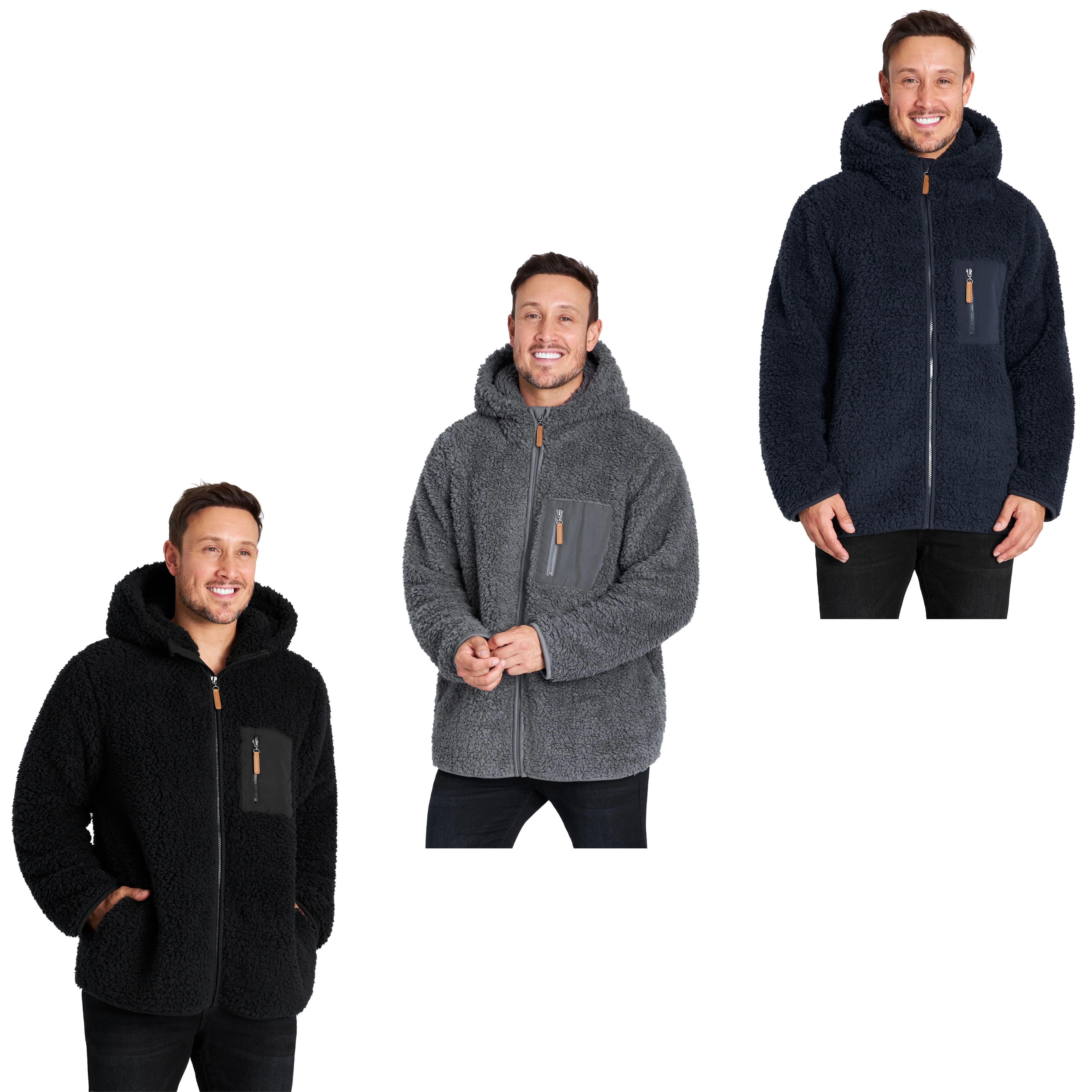 CityComfort Mens Fleece Hoodie, Fluffy Zip Up Fleece Jacket
