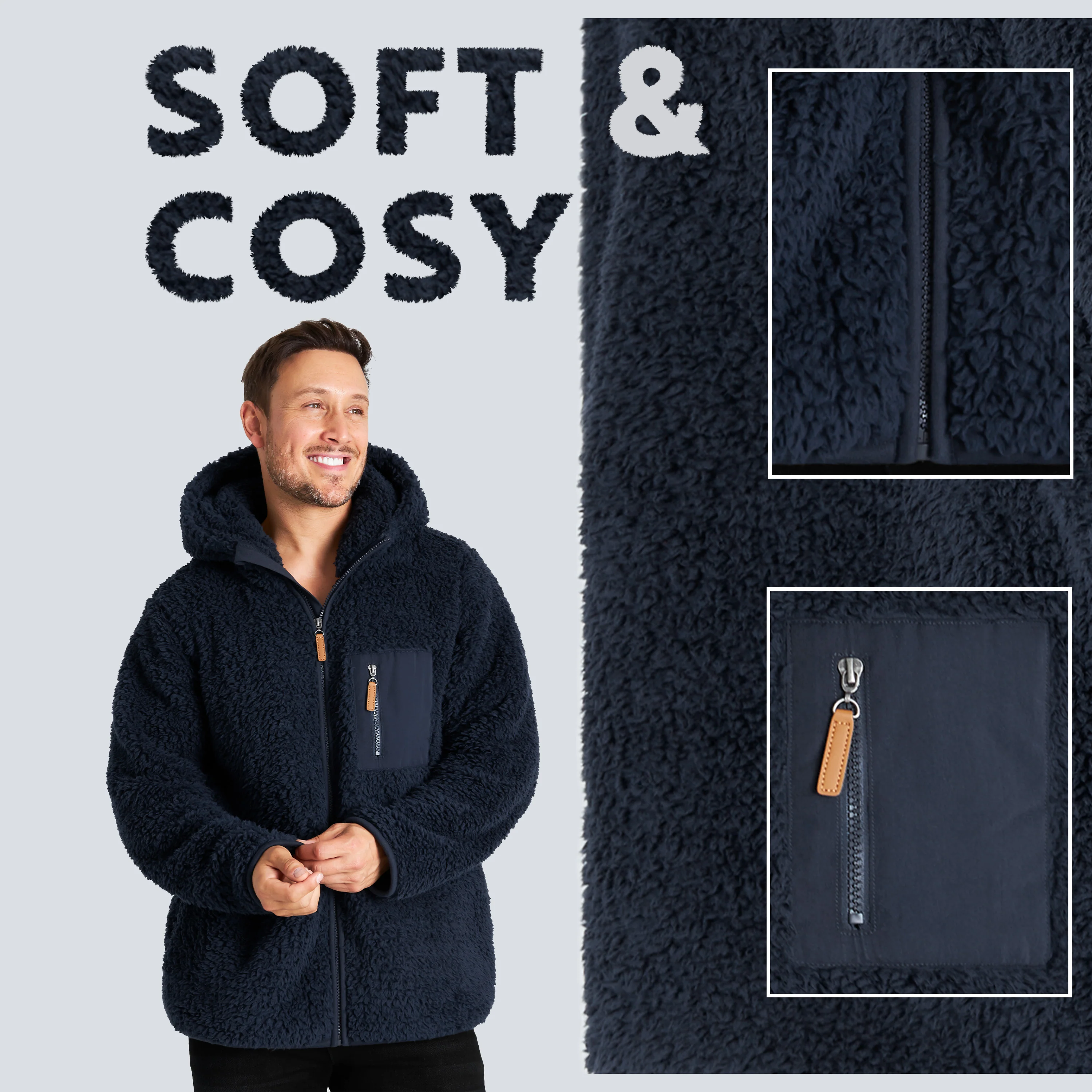 CityComfort Mens Fleece Hoodie, Fluffy Zip Up Fleece Jacket - Image 11